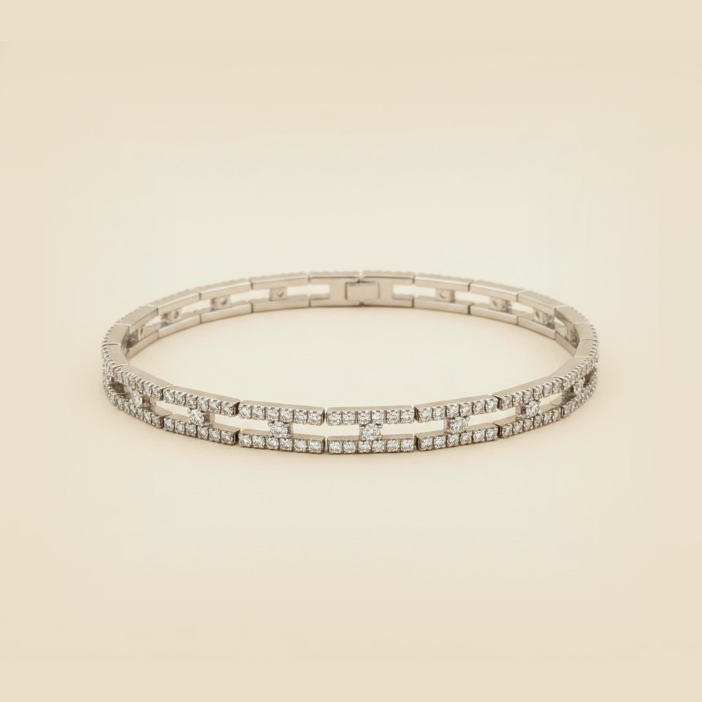 White Gold 4 Prong Diamond Bracelet