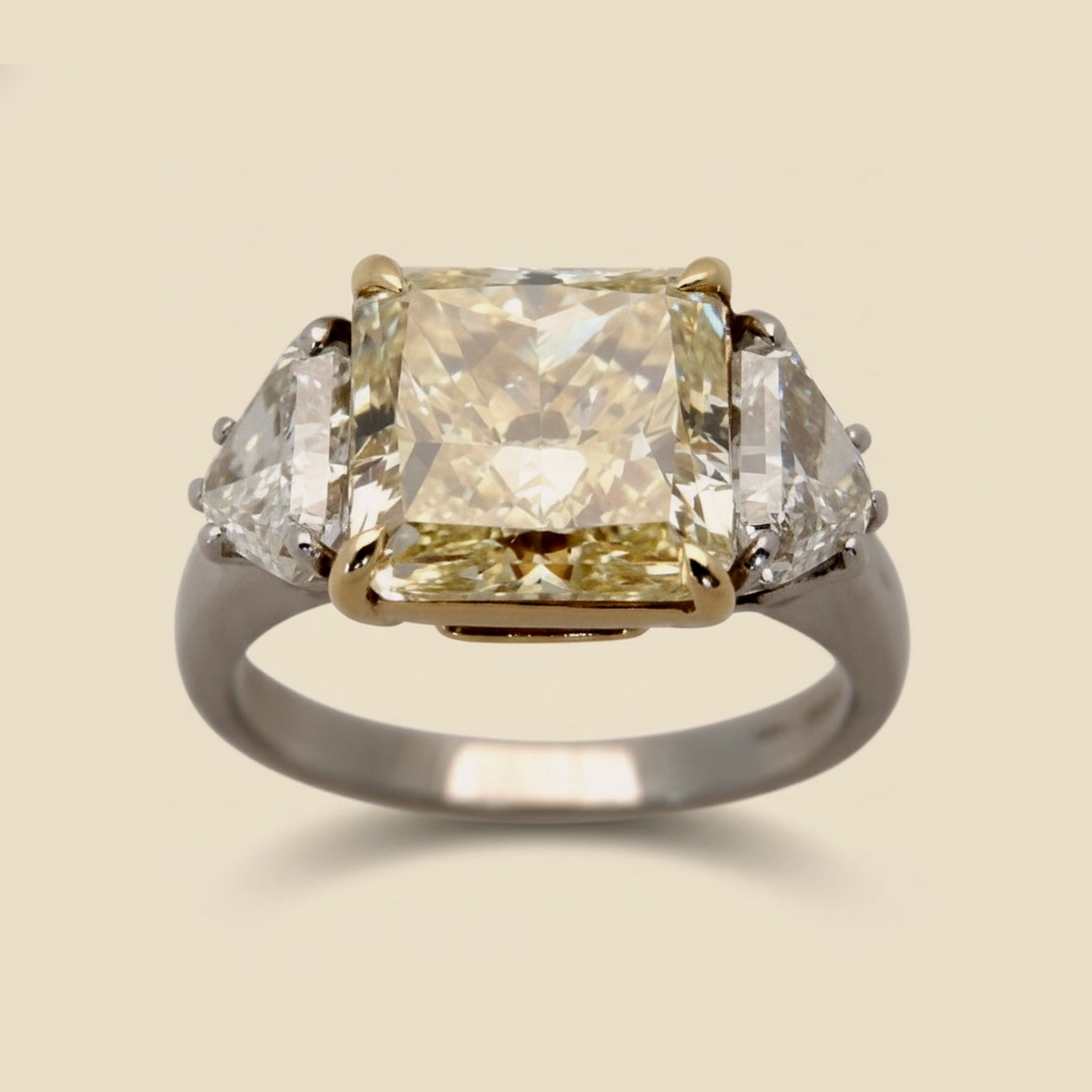 Fancy Yellow 3 Stone Engagement Ring