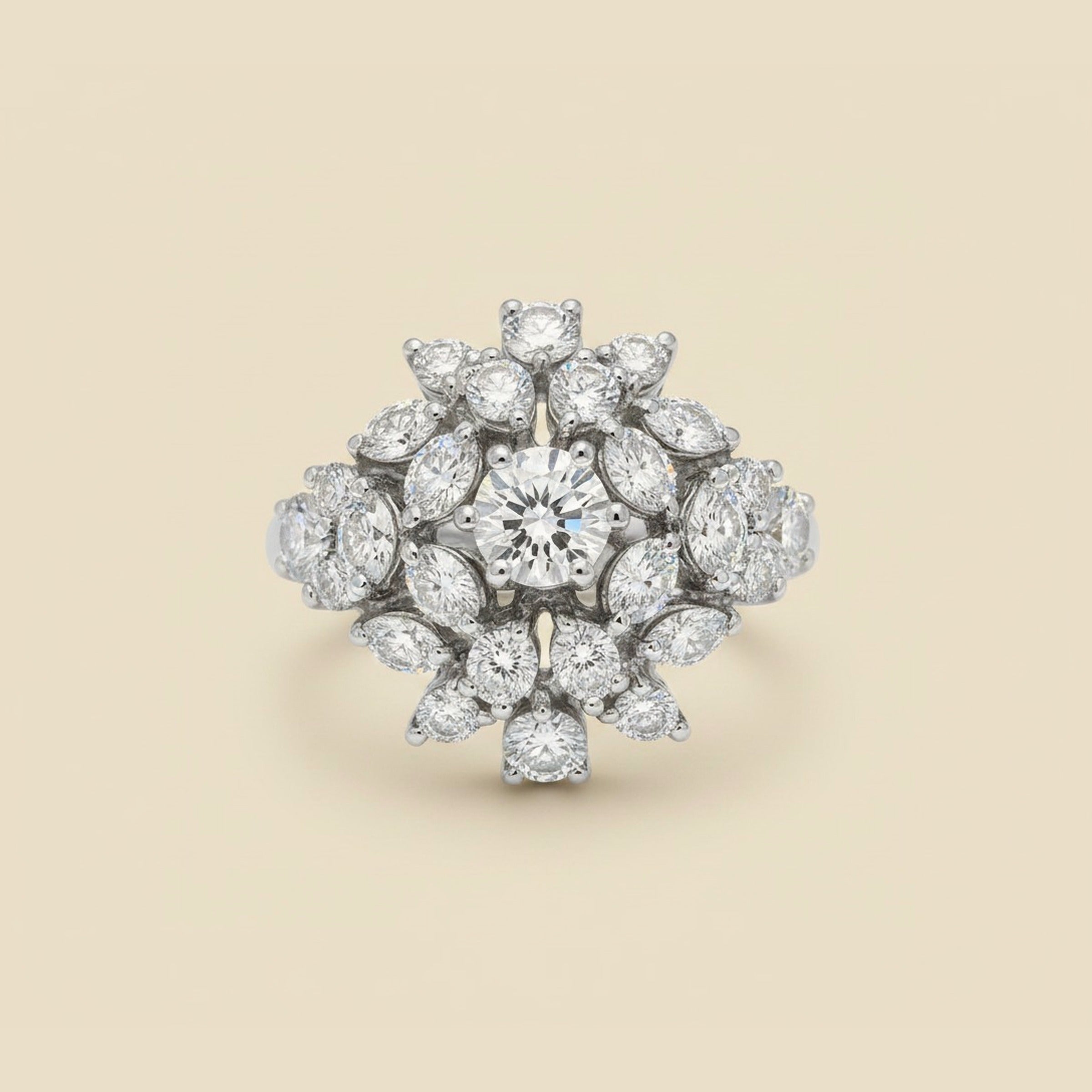 White Gold Diamond Cluster Ring