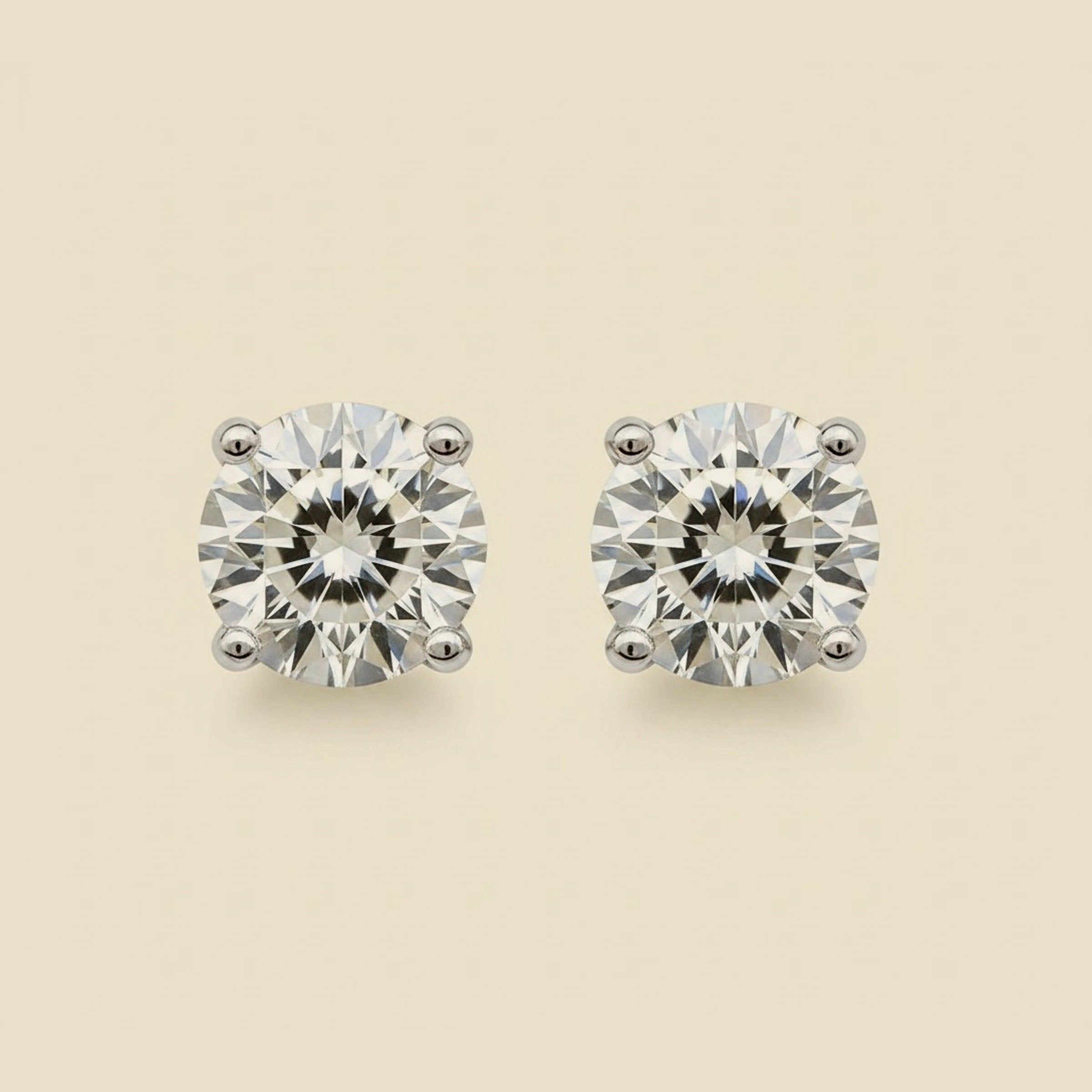 White Gold Diamond Ear Studs 2.19cts.