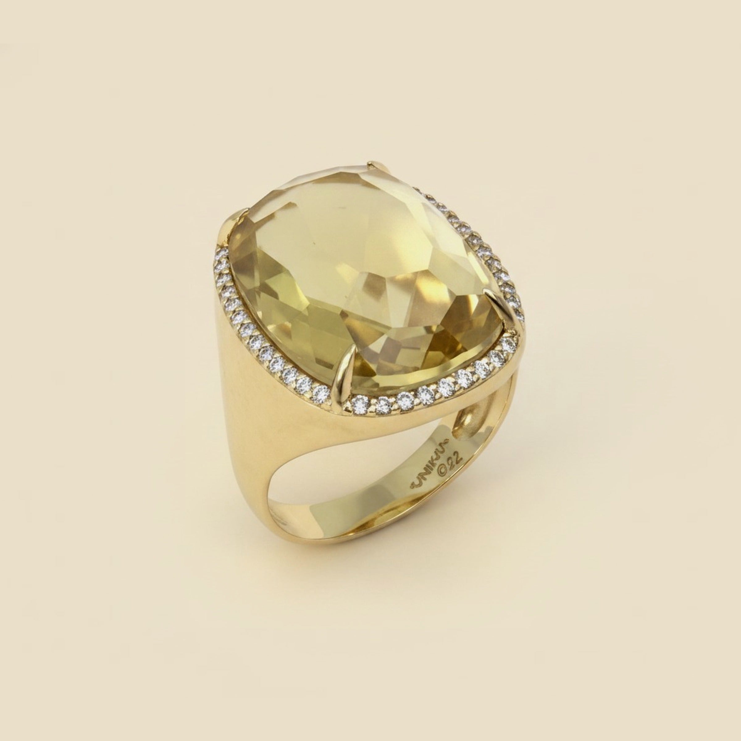 Yellow Gold Citrine Cocktail Ring by Vianna