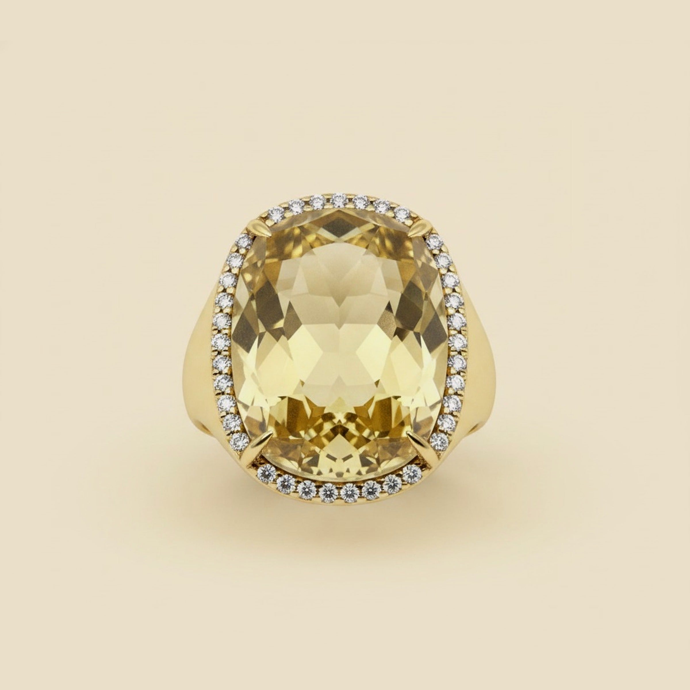 Yellow Gold Citrine Cocktail Ring by Vianna