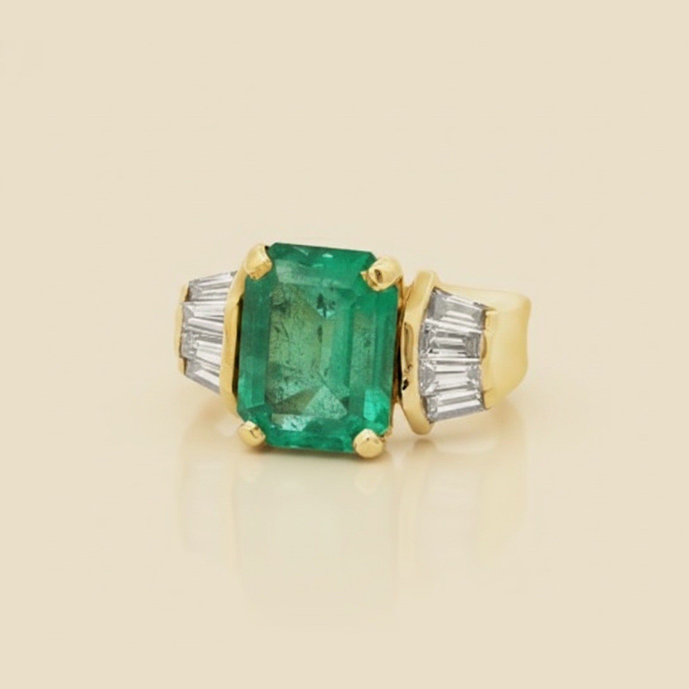 Natural Emerald & Diamond Cocktail Ring
