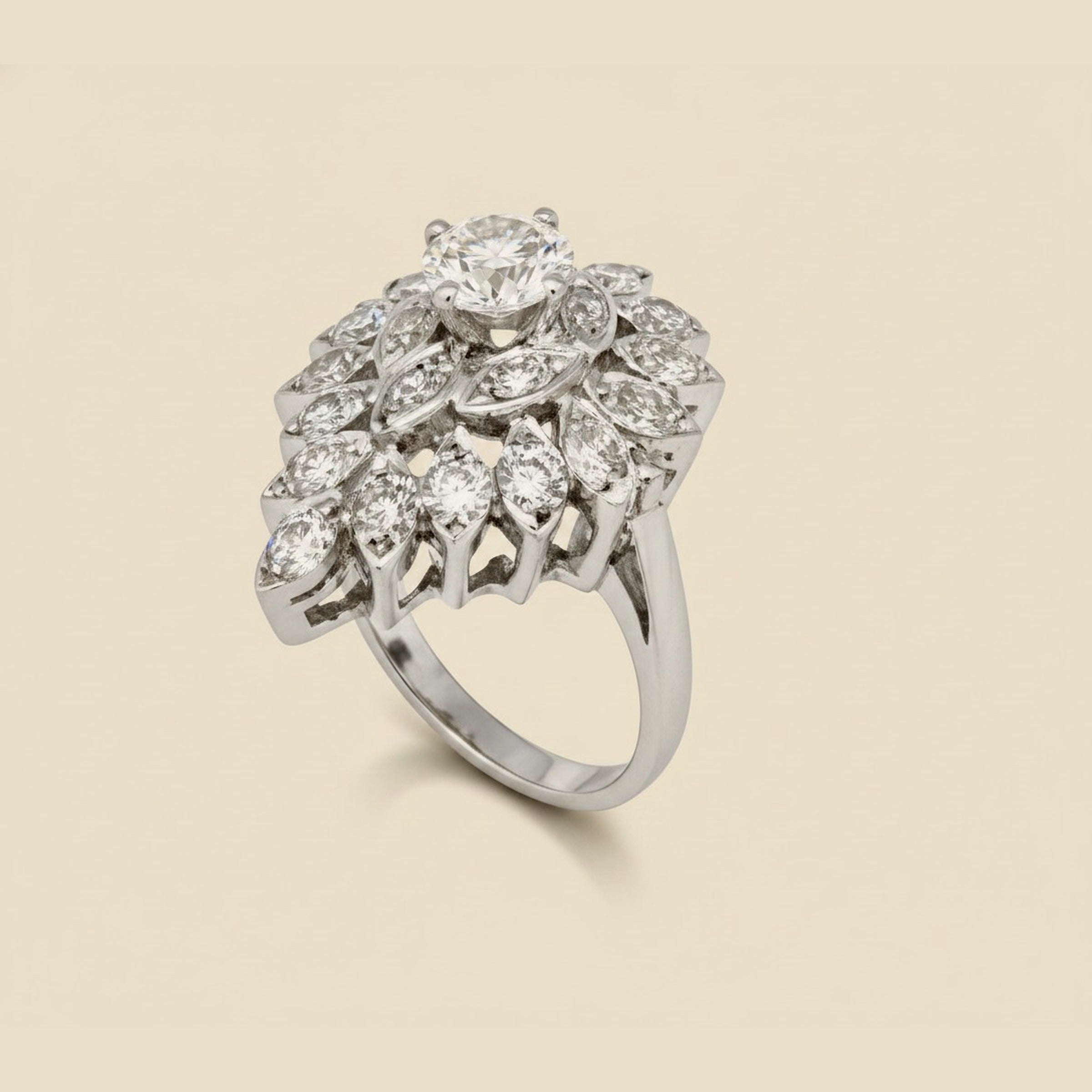Old European Cut Diamond Cocktail Ring