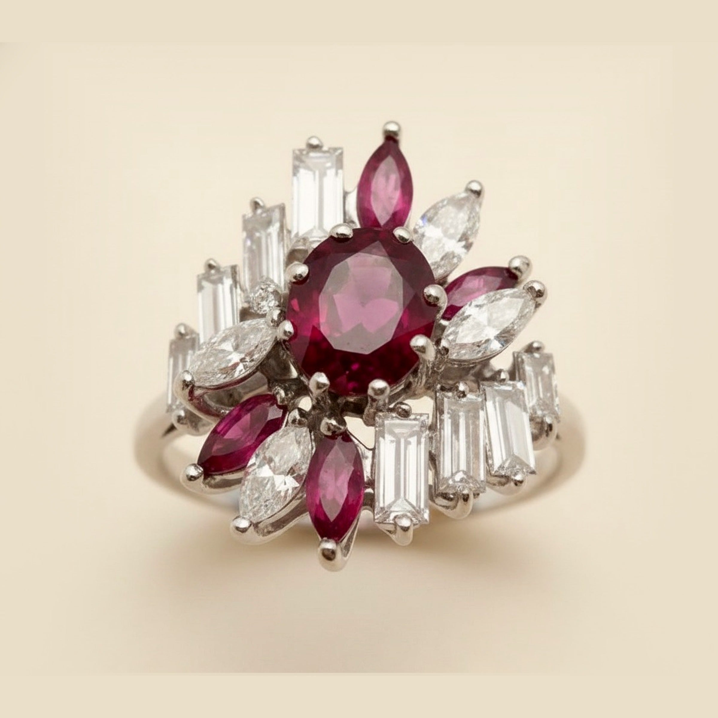 Vintage Ruby & Diamond Cocktail Ring