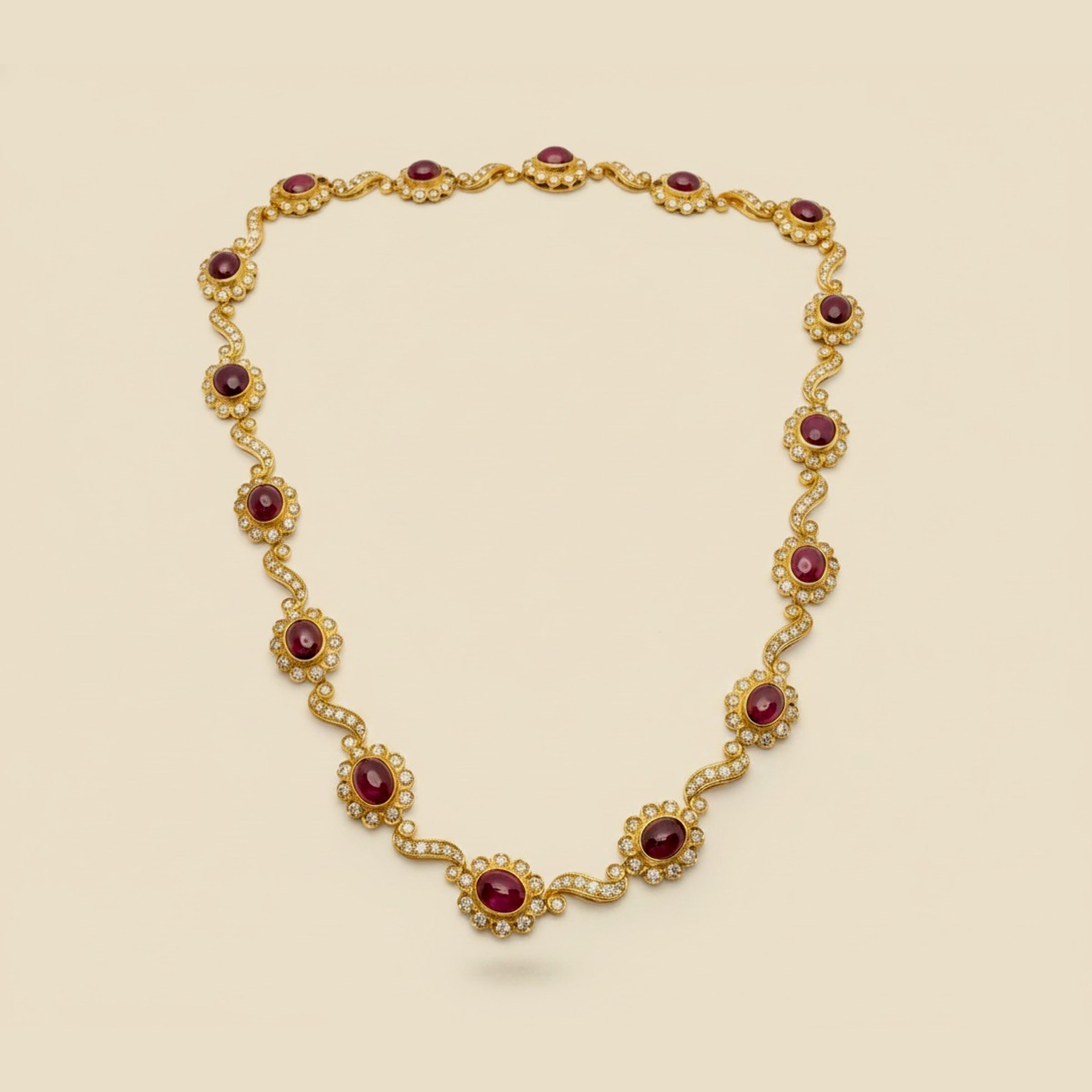 Glamorous 14K Ruby & Diamond Necklace