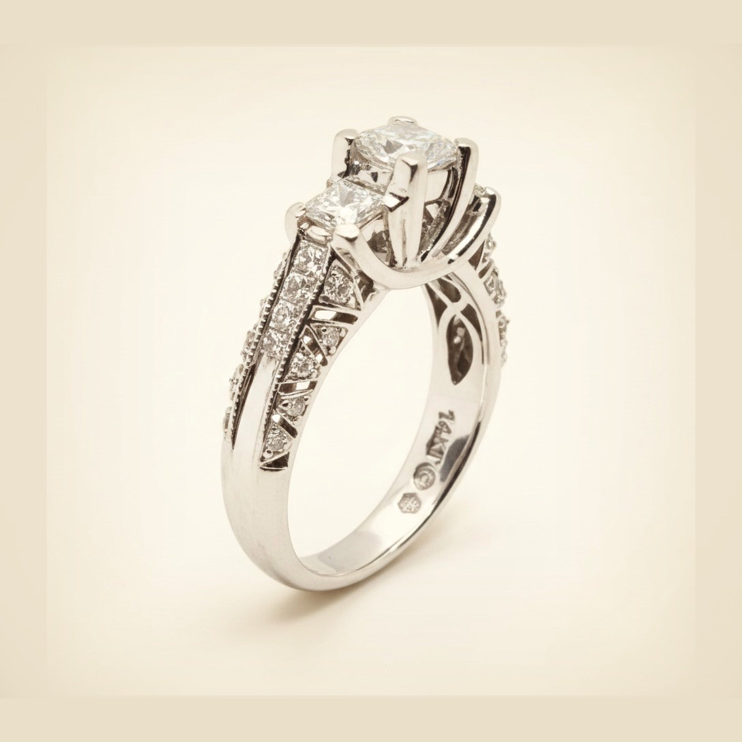 White Gold Lucia Style 3 Diamond Engagement Ring