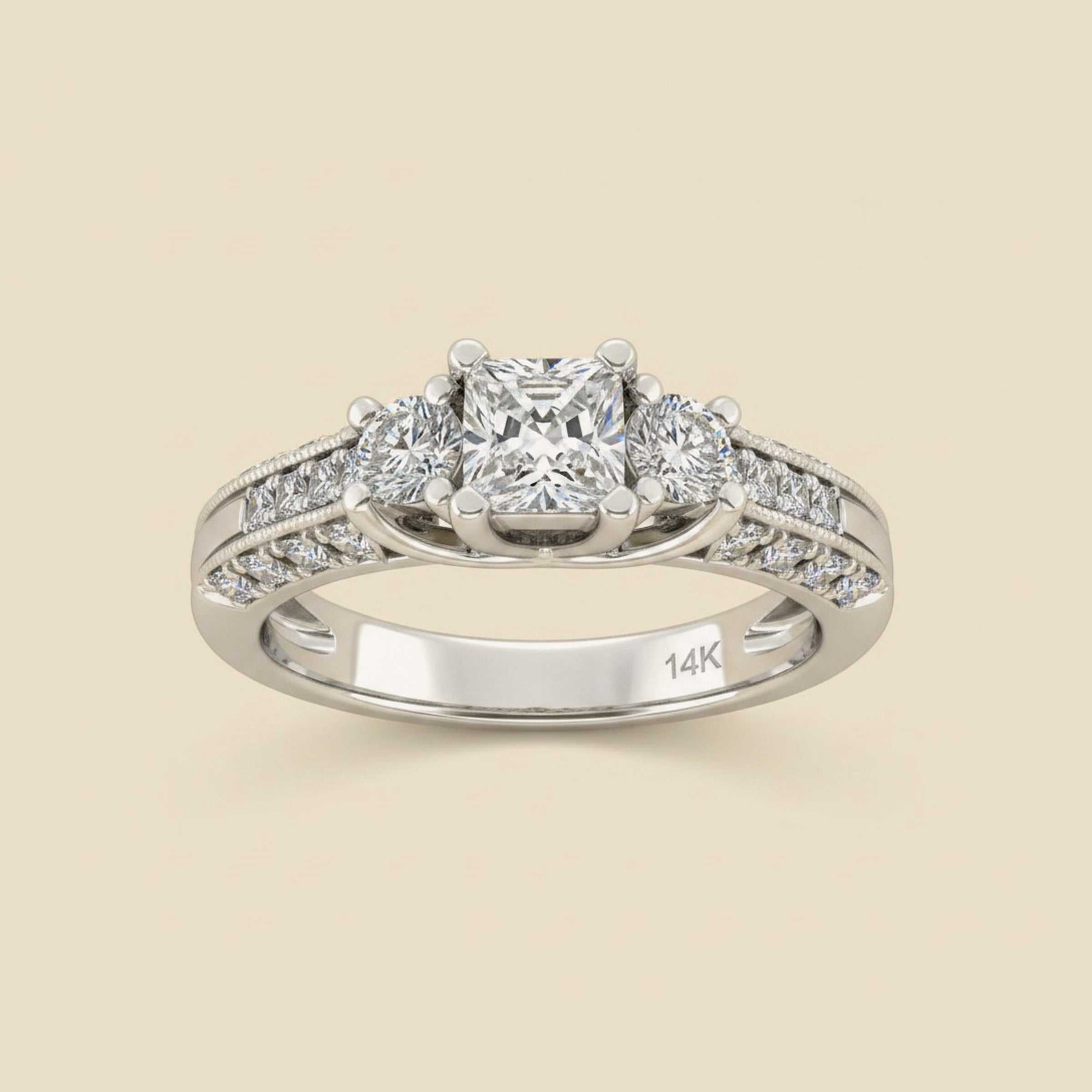 White Gold Lucia Style 3 Diamond Engagement Ring