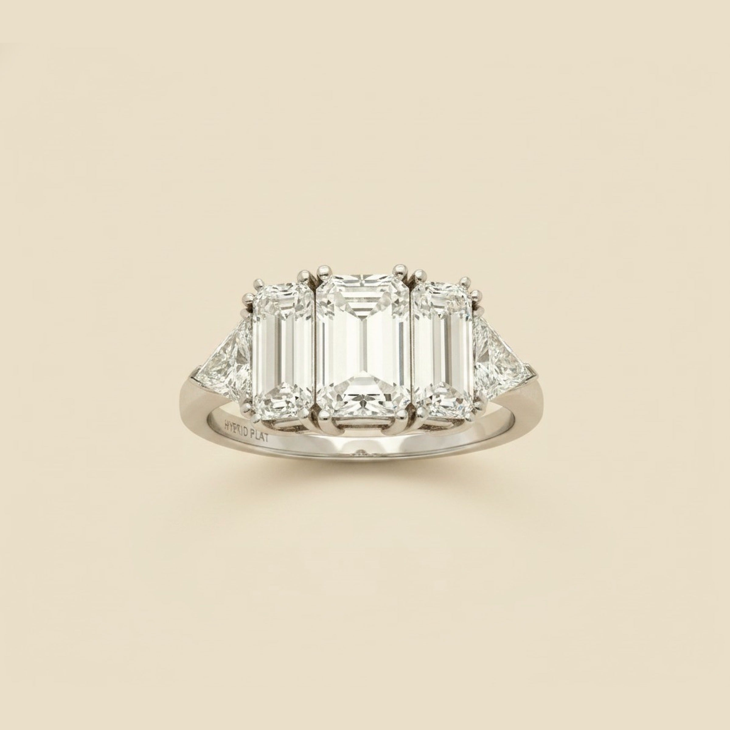 Important Platinum Three Stone Diamond Ring