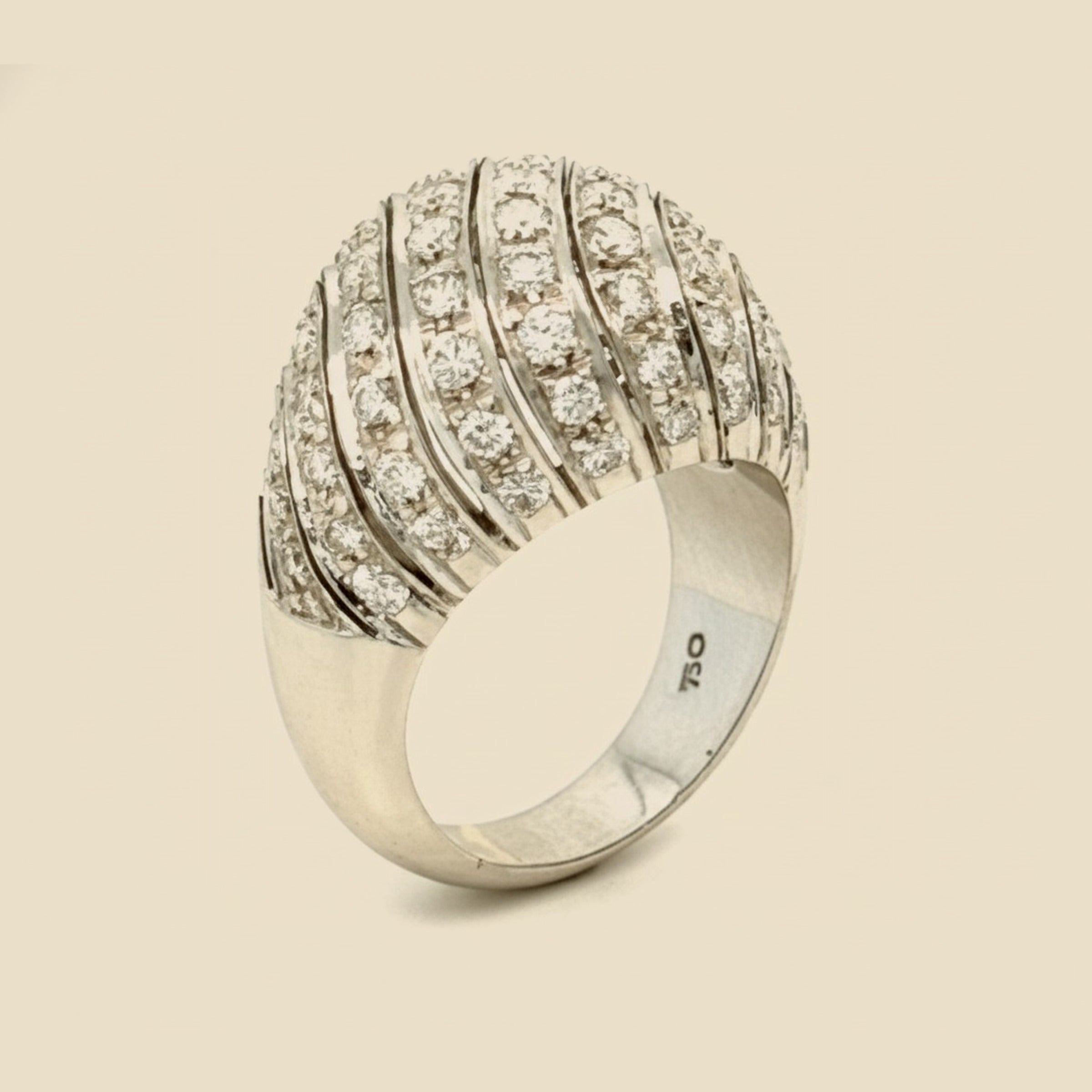 Classic & Always Eye Catching 18K Diamond Dome Ring