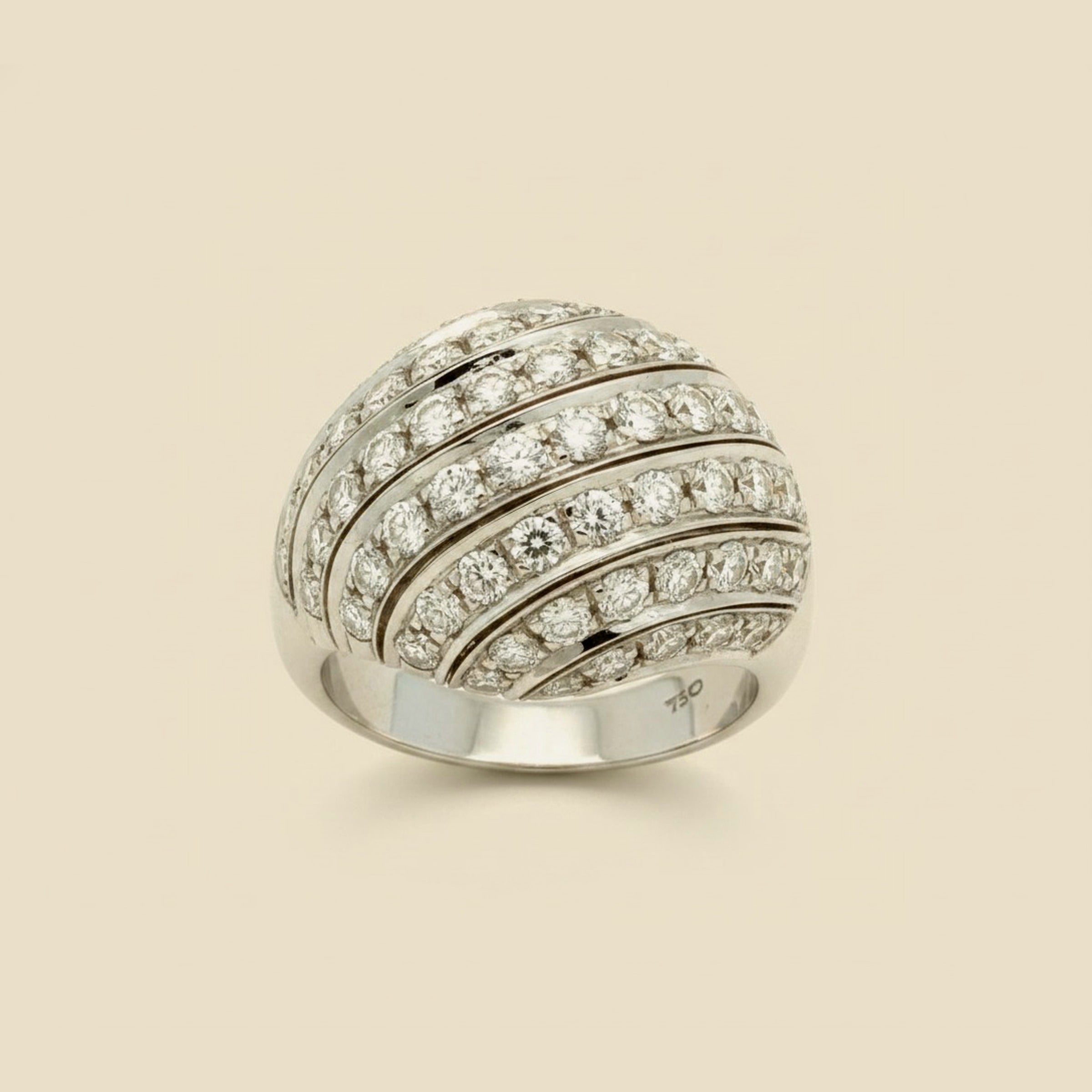 Classic & Always Eye Catching 18K Diamond Dome Ring