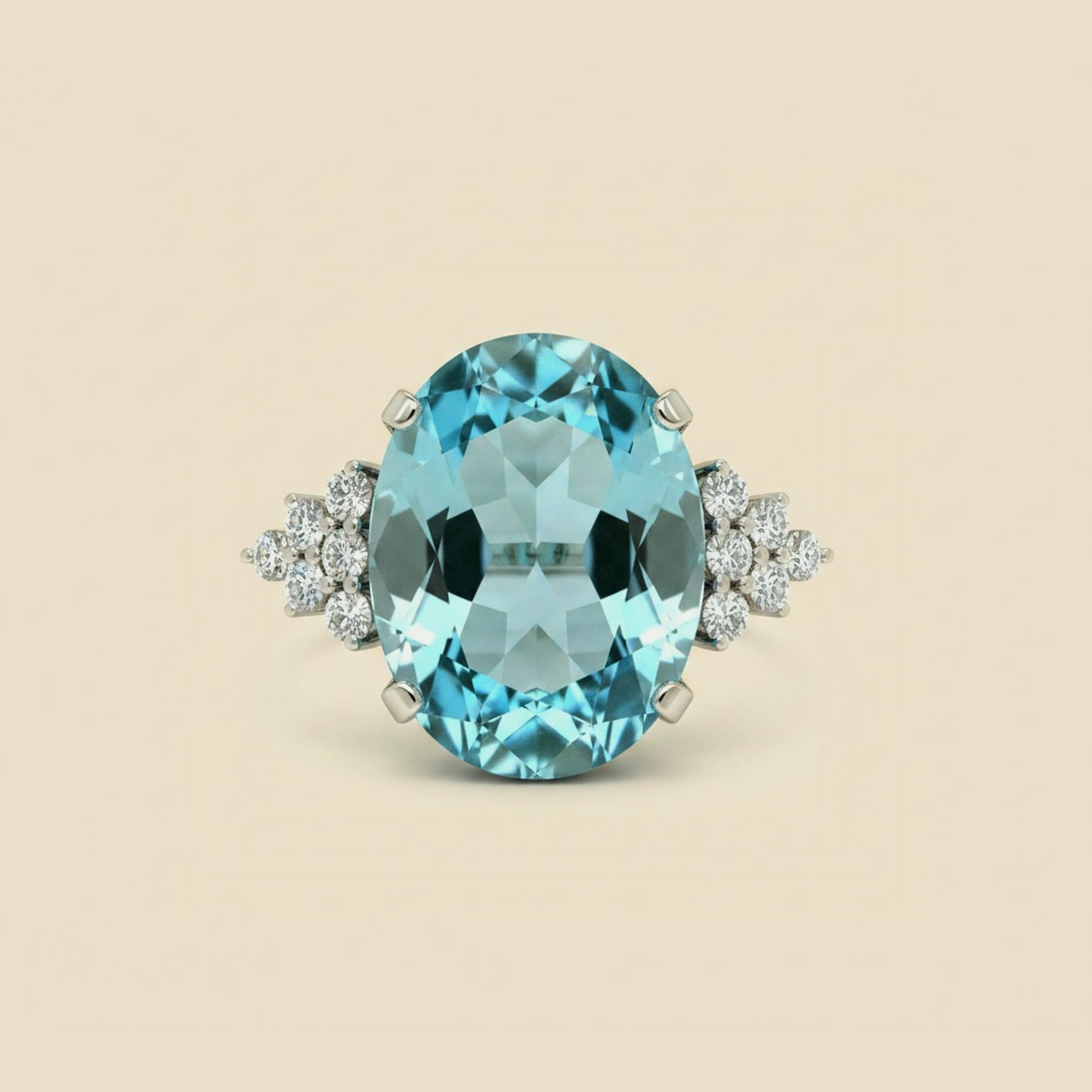 1950's Aquamarine & Diamond Cocktail Ring