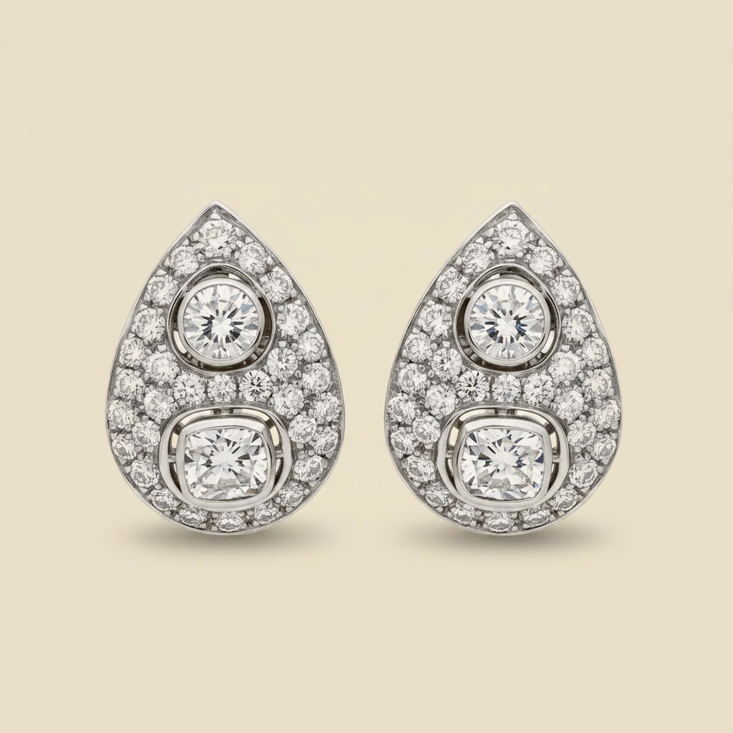 White Gold Diamond Teardrop Earrings