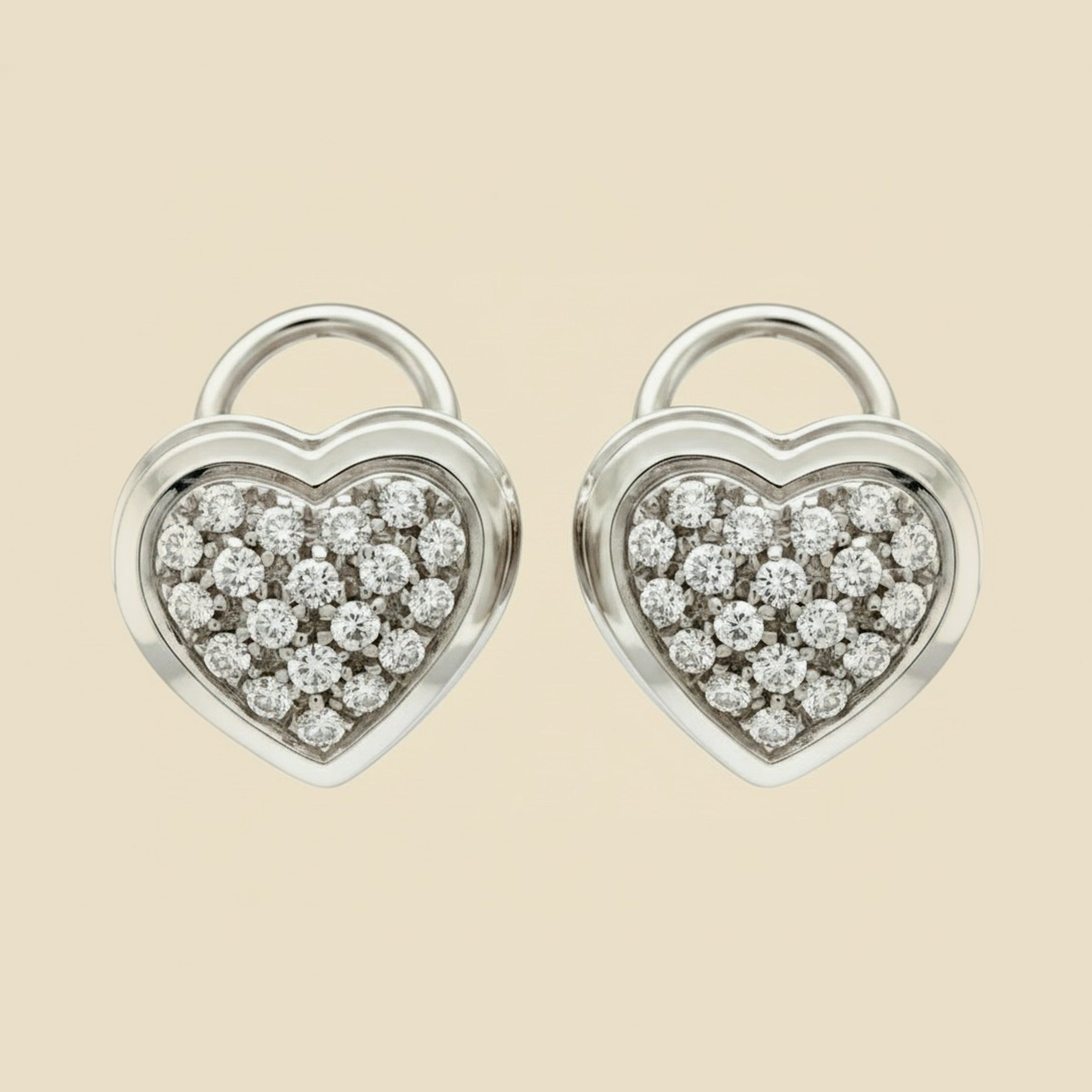 Damiani White Gold 18k Diamond Heart Earrings