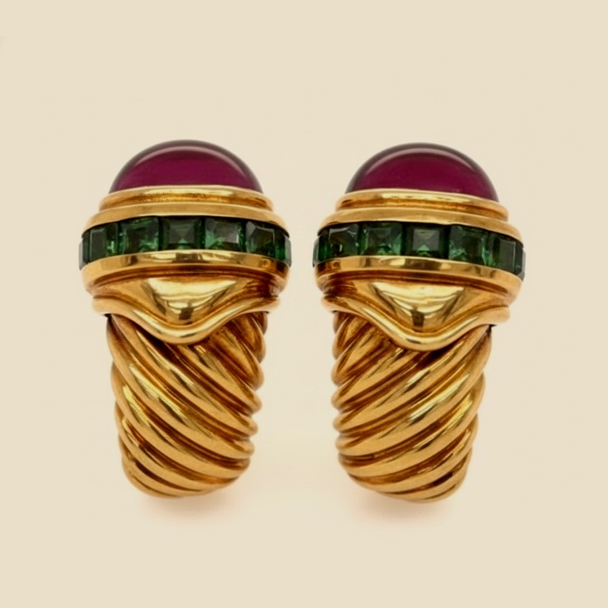 David Yurman 14k Yellow Gold Amethyst and Tourmaline Shrimp Earrings