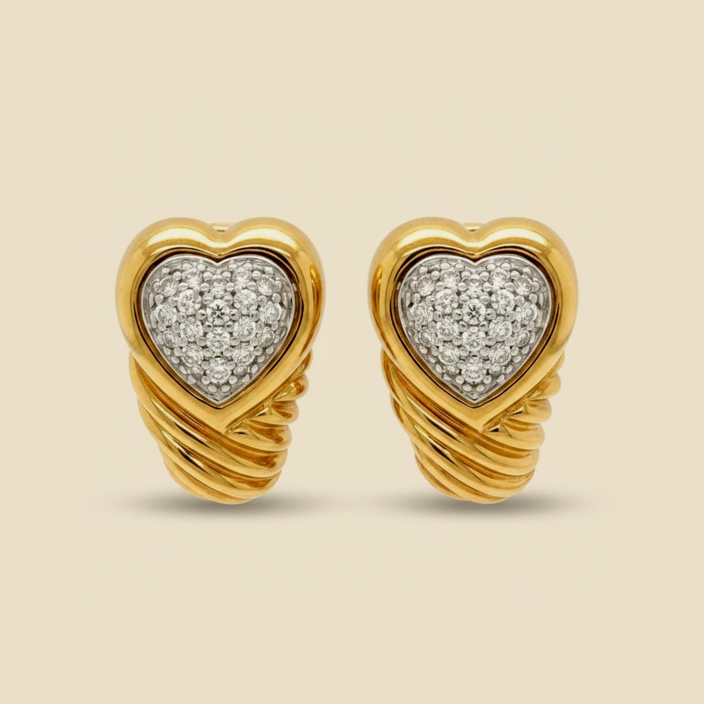 David Yurman18k Yellow Gold Diamond Heart Shrimp Earrings
