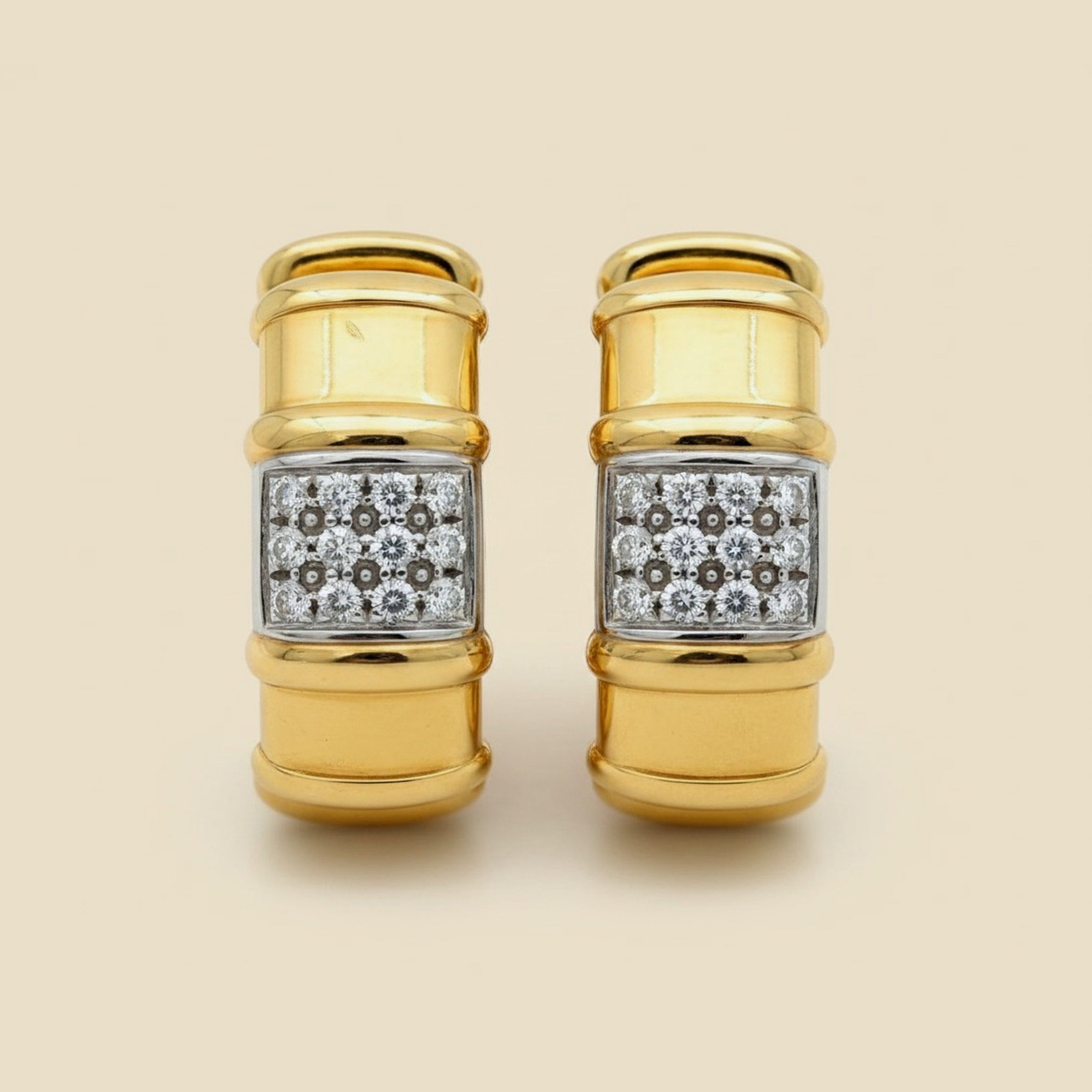 Wempe 18k Yellow Gold Diamond Hoop Earrings