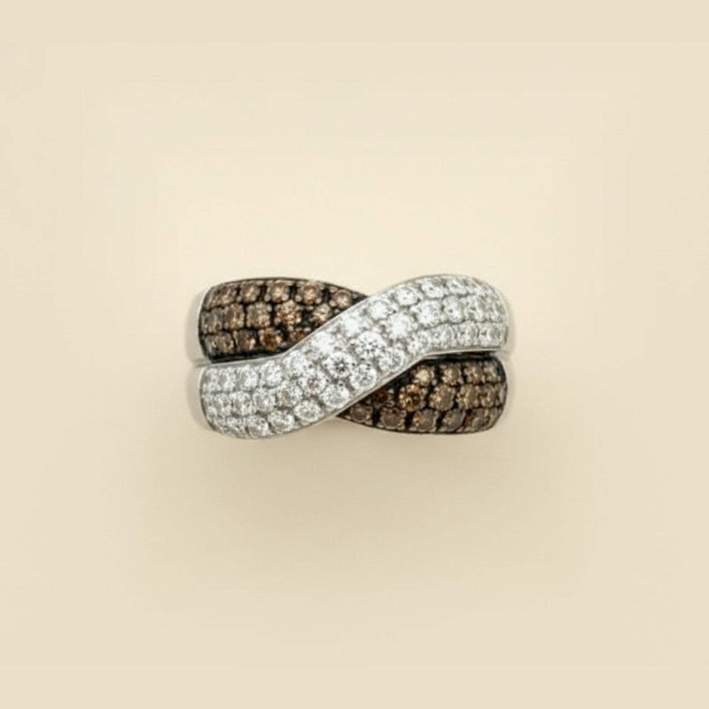 Leo Pizzo 18k White Gold Diamond Criss Cross Ring