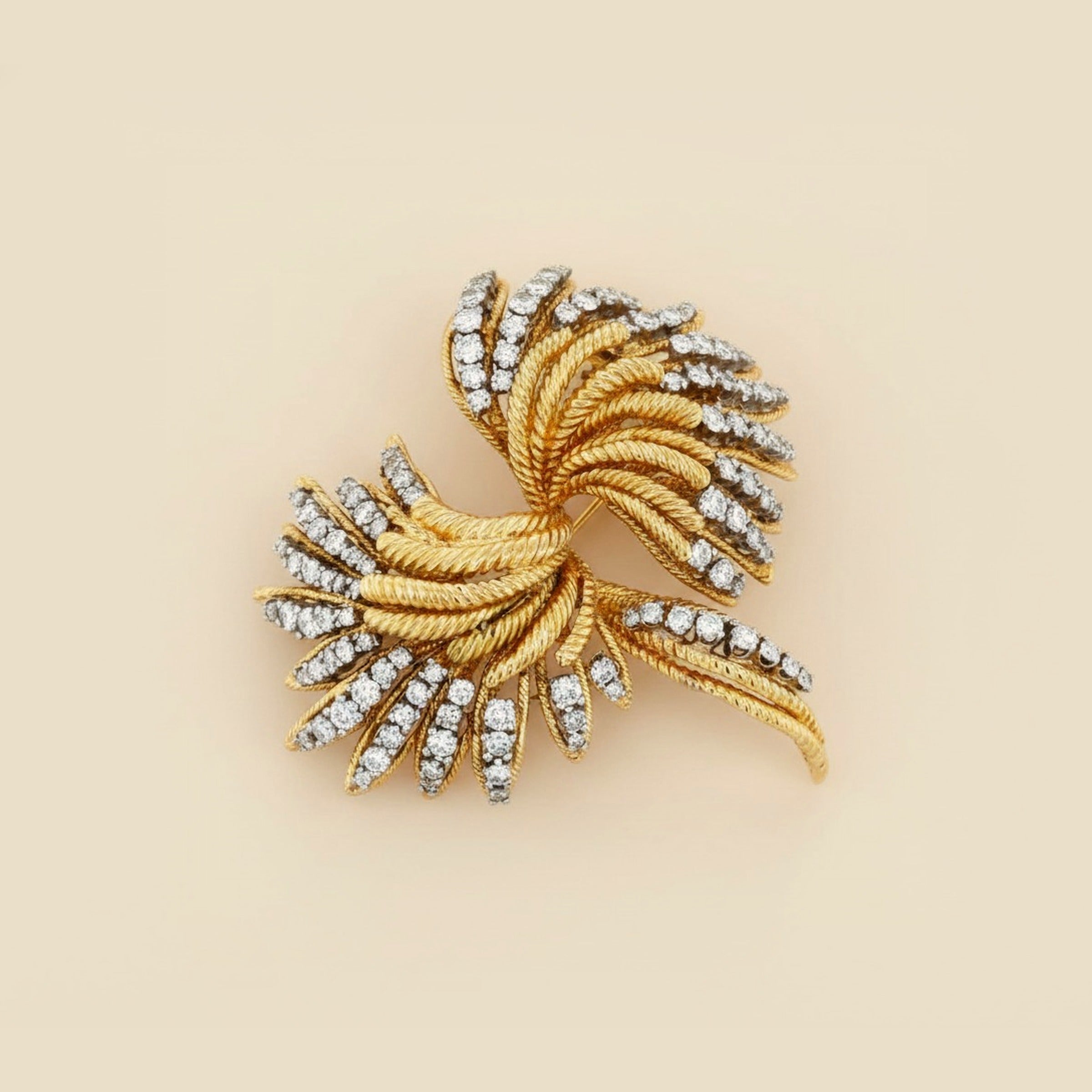 Two Tone 18k Diamond Spray Pin