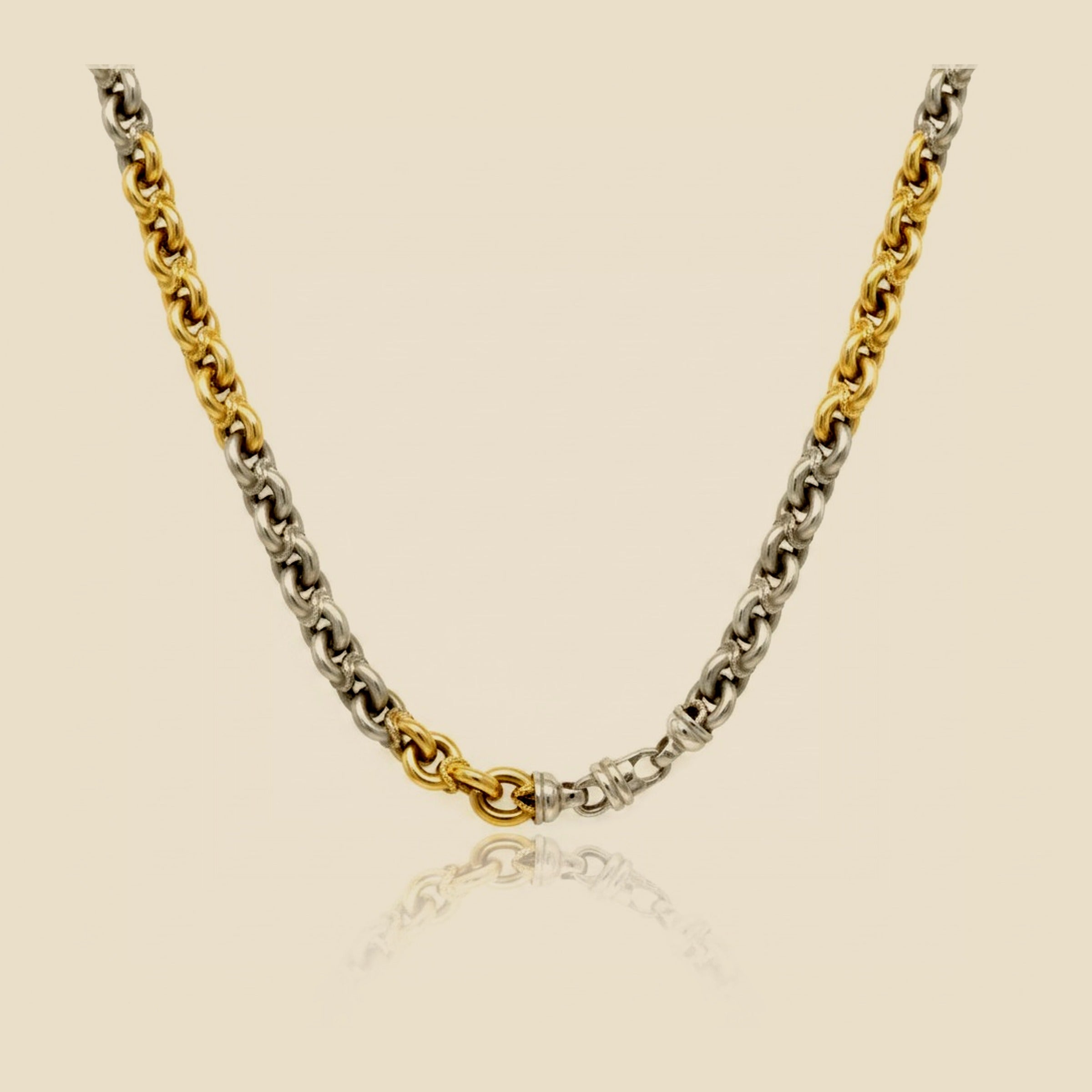 Two Tone Italian 14k Circle Link Necklace