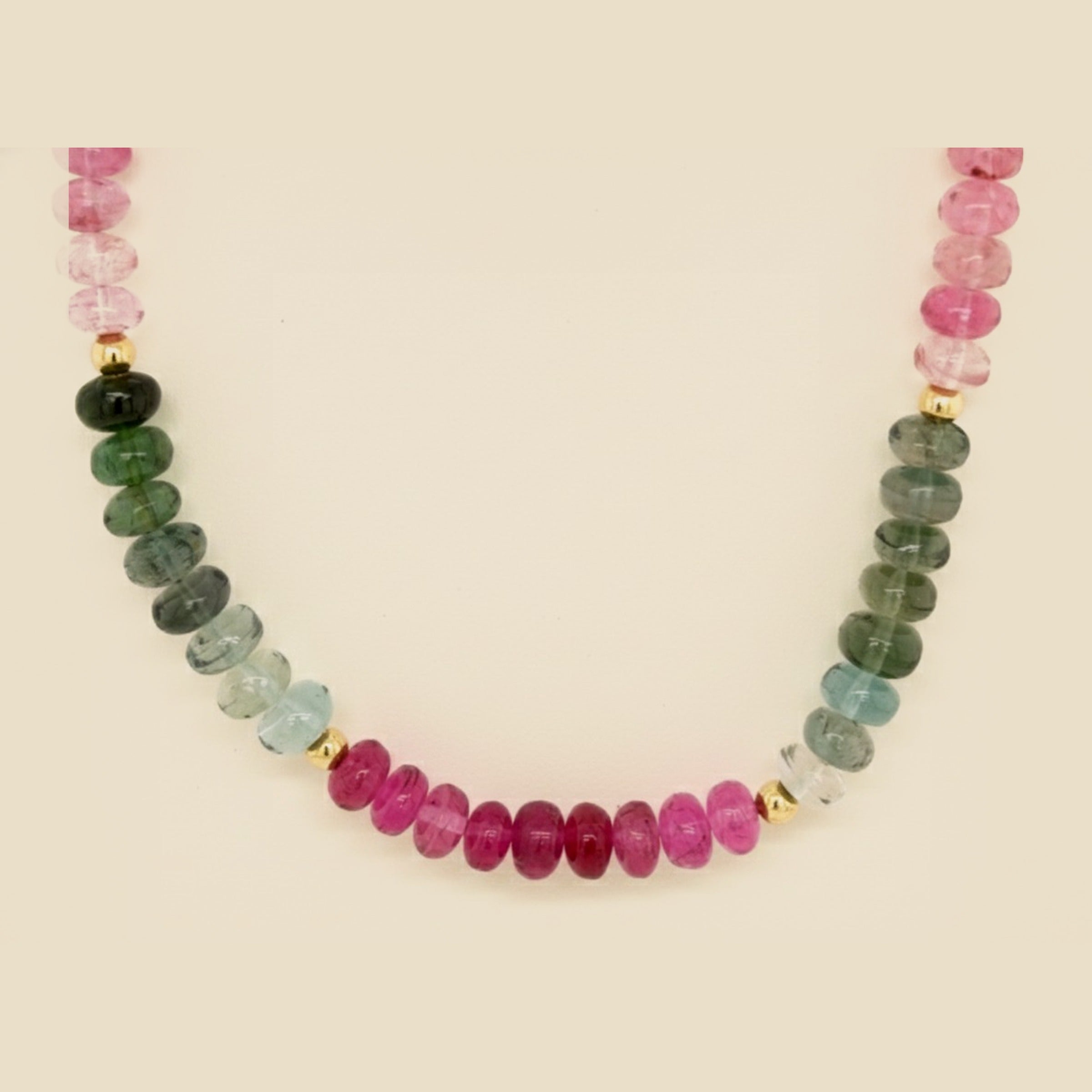 Yellow Gold Multi-Color Beaded Gemstone Necklace