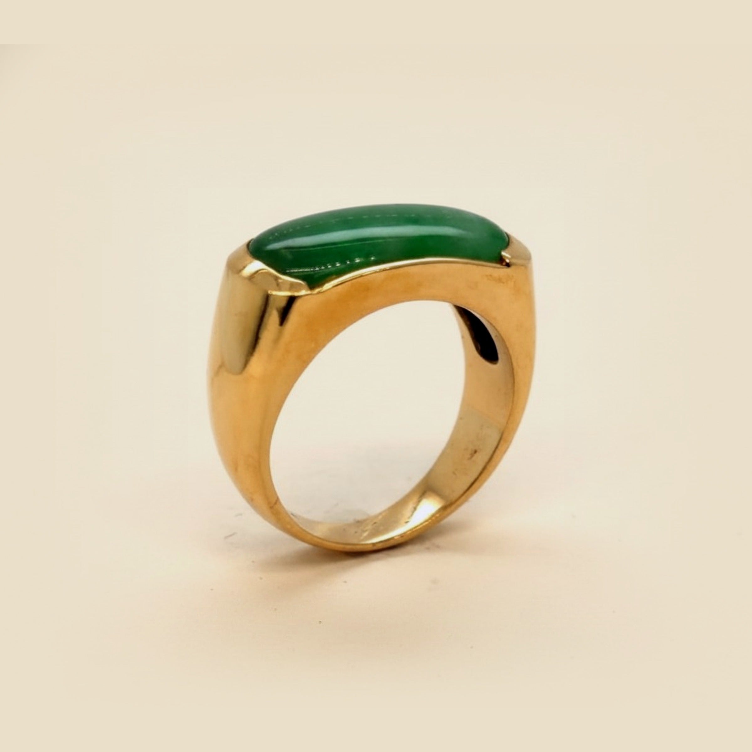 Gump's Yellow Gold Gent's Green Jade Ring