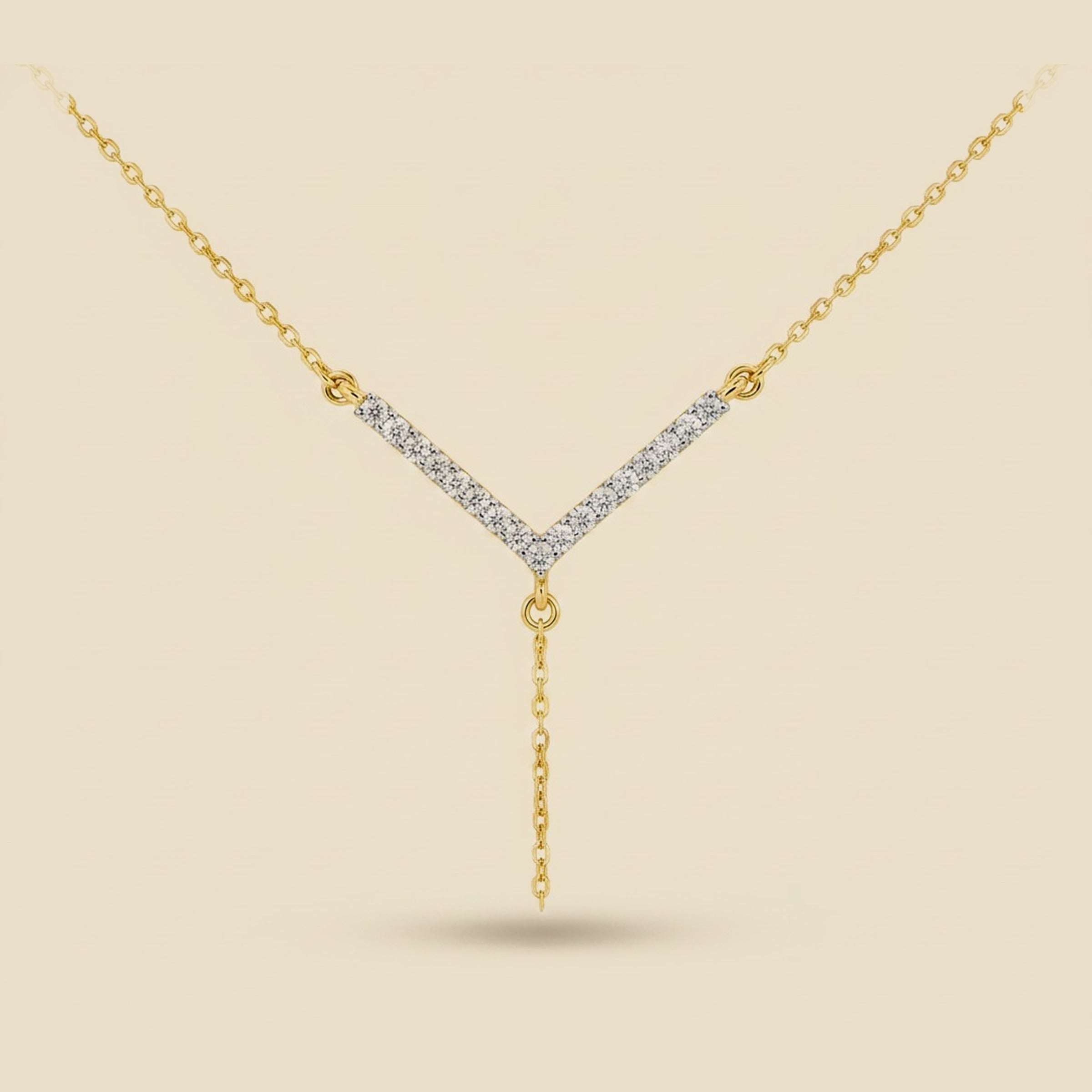 Adina Reyter 14k Yellow Gold Tiny "V" Diamond Tassel Necklace