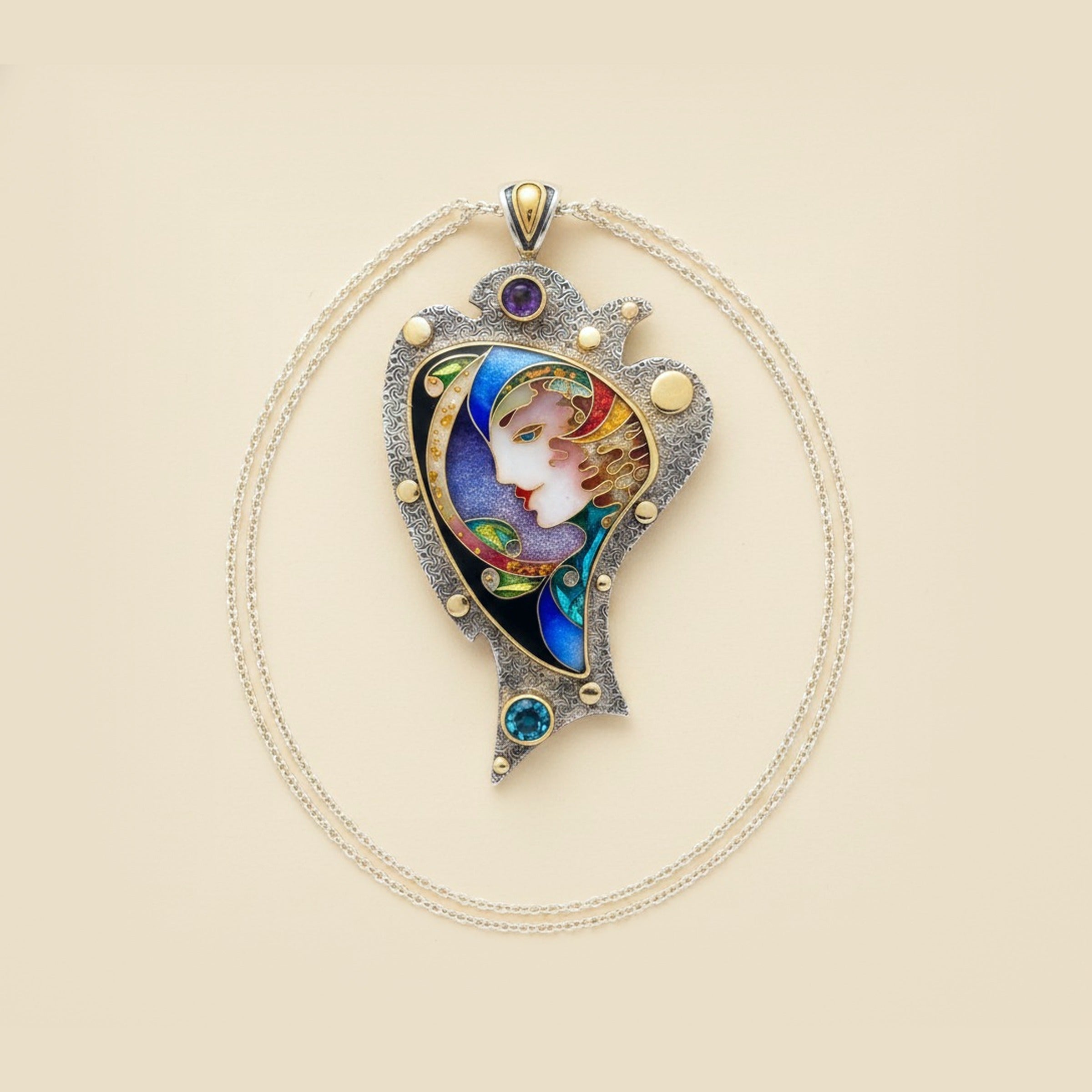 Alexa & Peter Smarsh "Leaf Faerie" Cloisonne Pendant/Pin