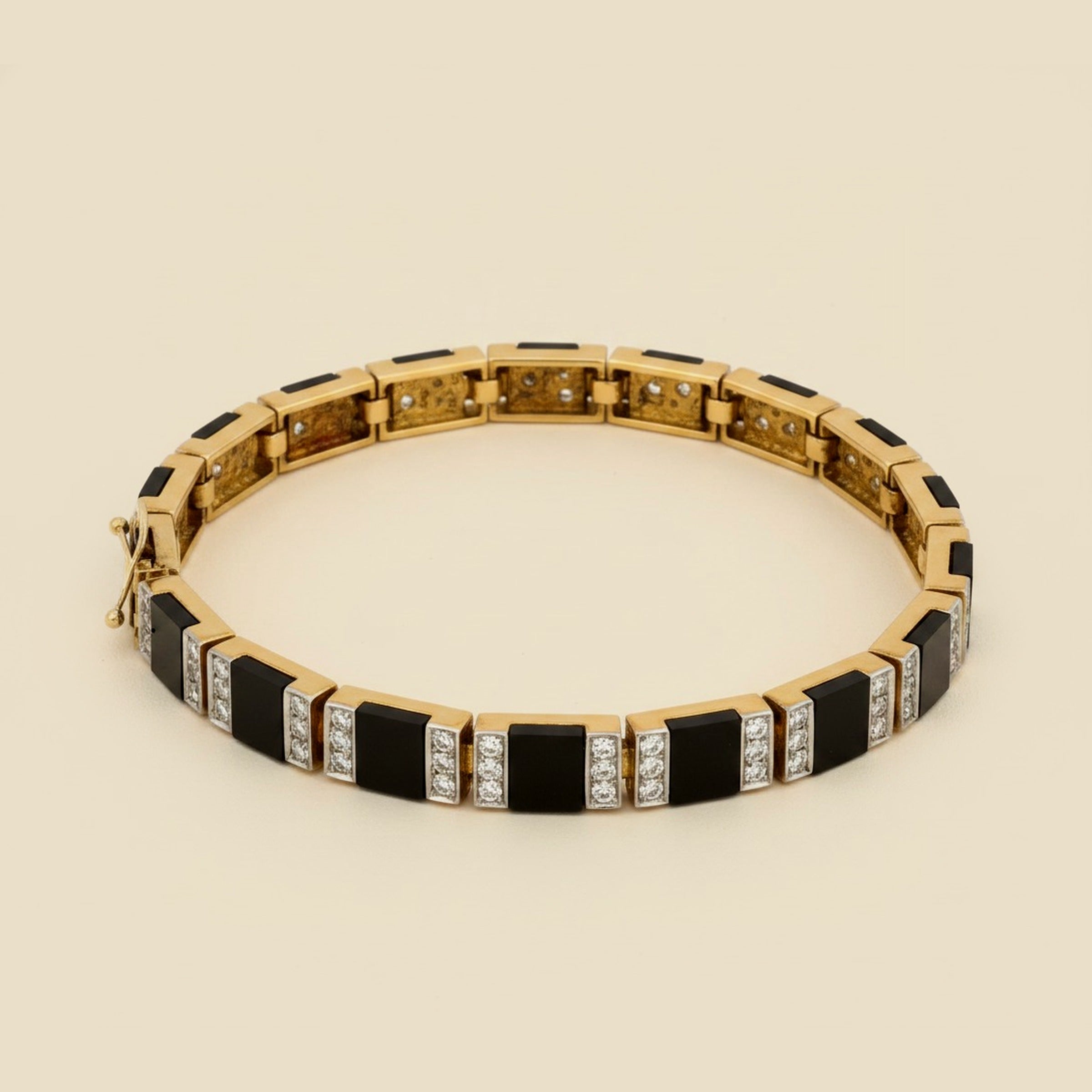 Alternating Diamond & Onyx Link Bracelet – Empire Diamond