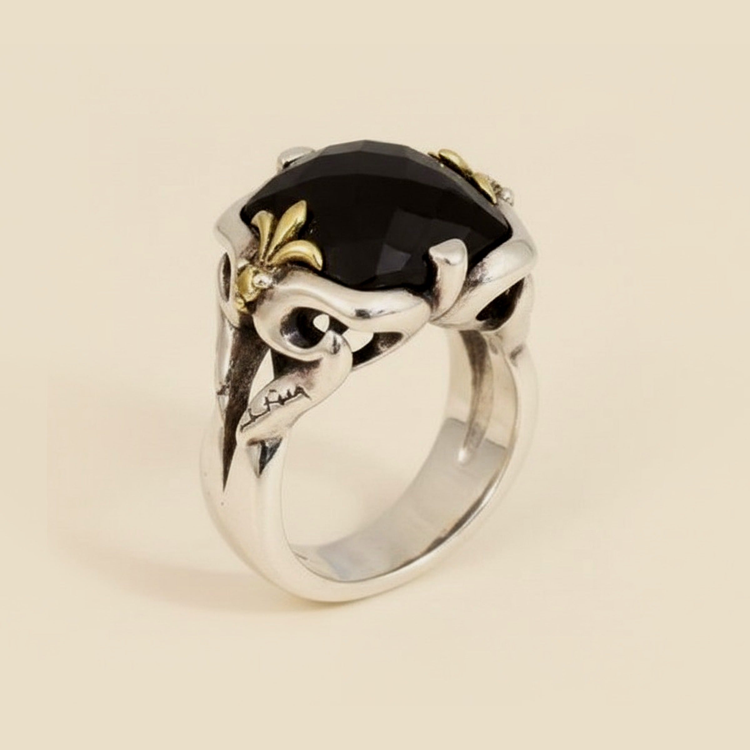 Ann King Sterling Silver and 18K Yellow Gold Checkerboard Onyx – Empire Diamond