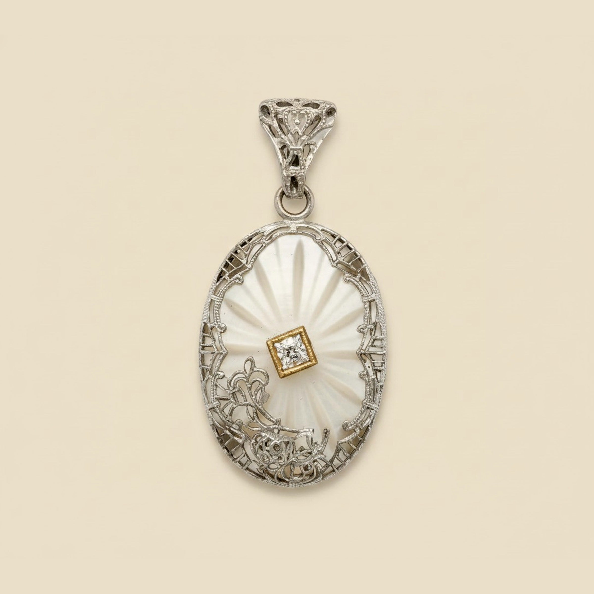 Art Deco Sterling Silver Crystal Necklace