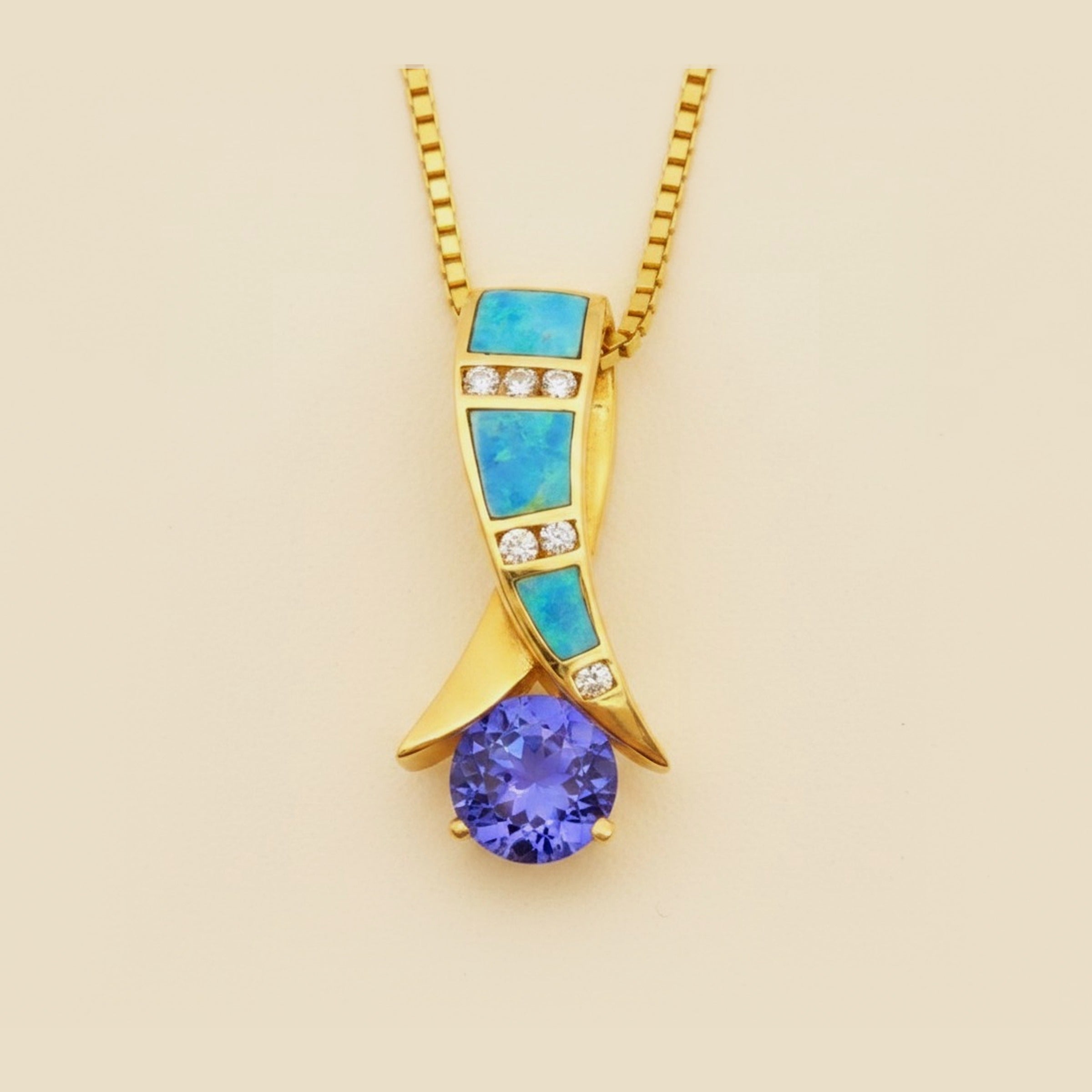 "Ash" (Asher Jewelry Co.) Yellow Gold Tanzanite, Black Opal – Empire Diamond