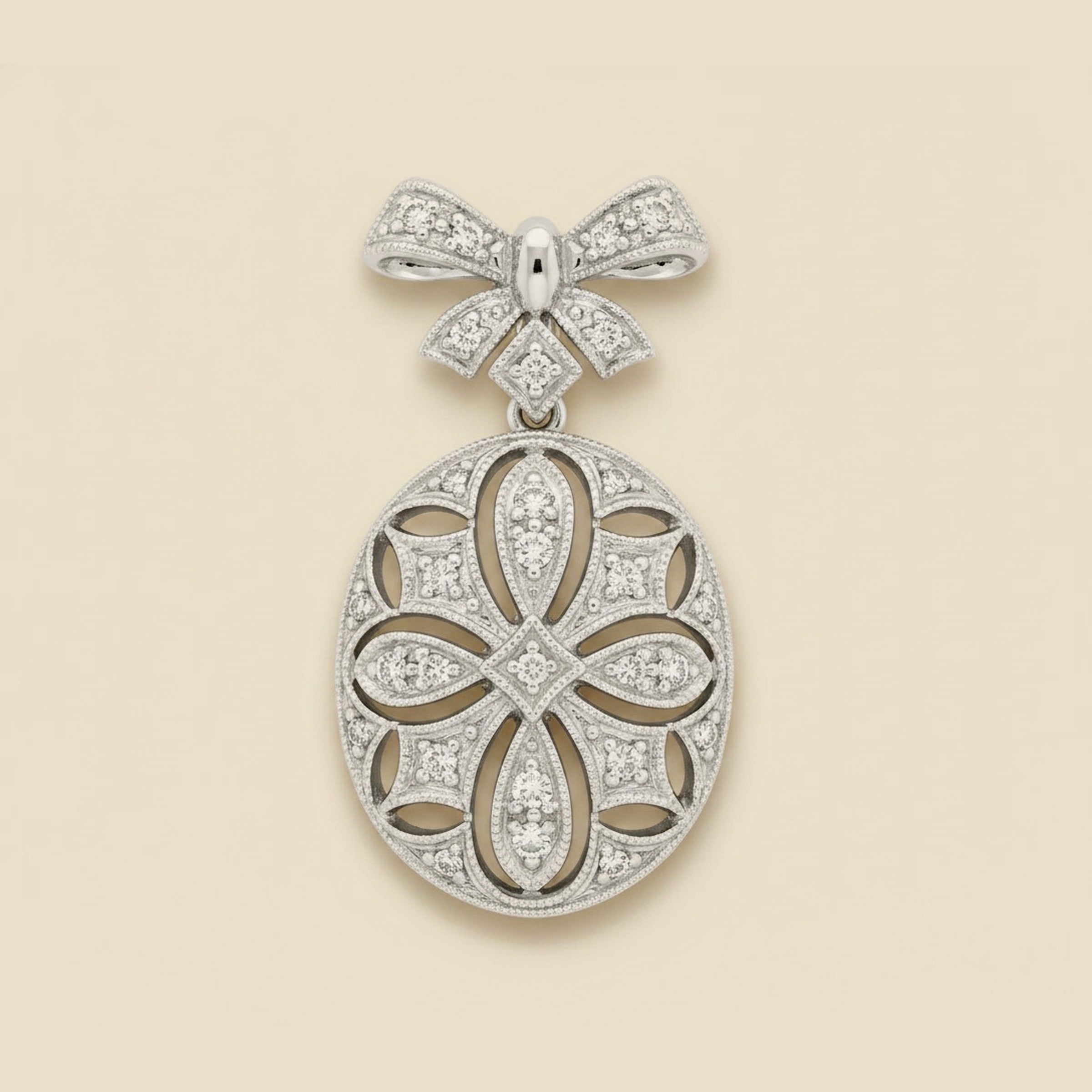 Bowtie Dangling Oval Diamond Slide Pendant