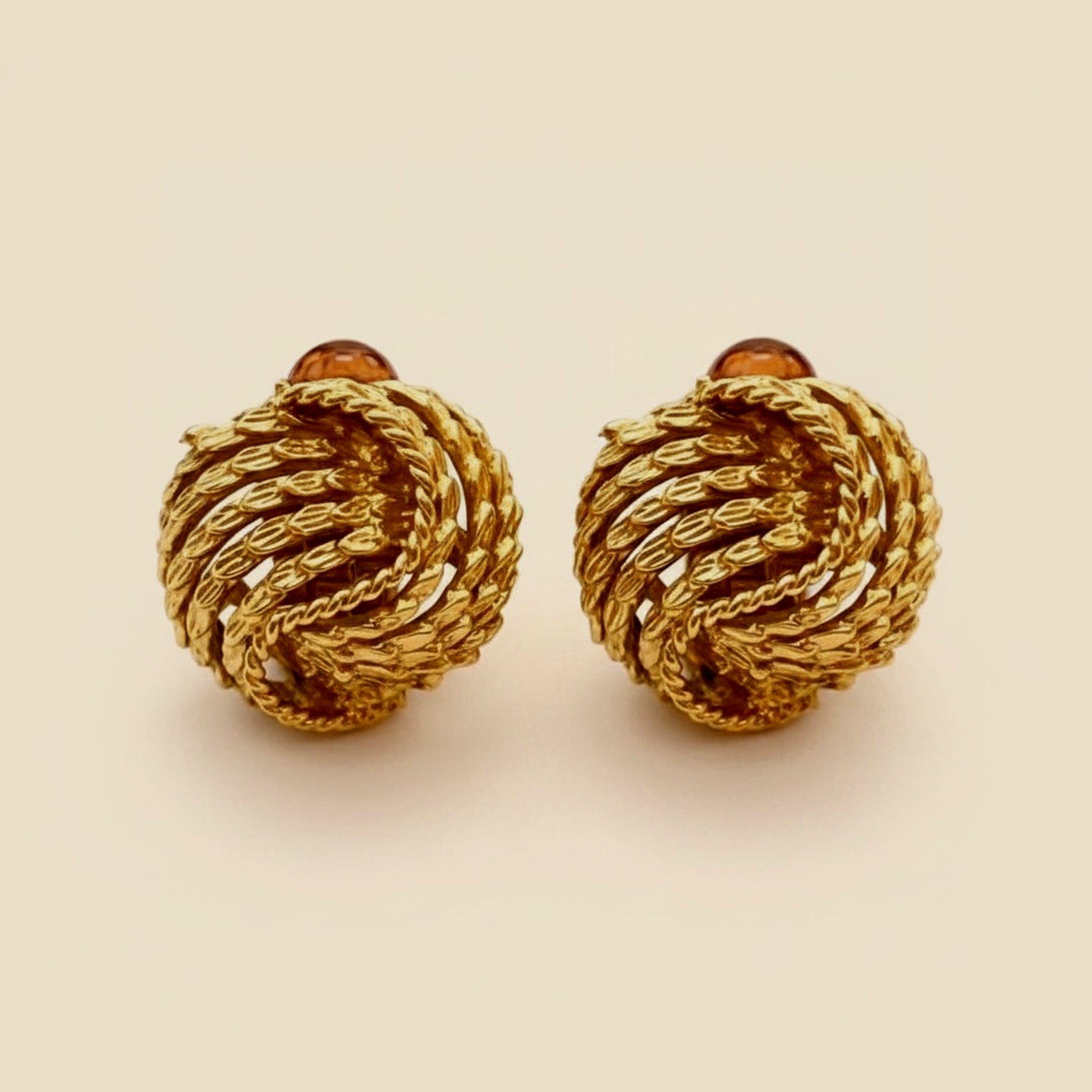 Brush Finish Feather & Rope Swirl Ear Clips – Empire Diamond