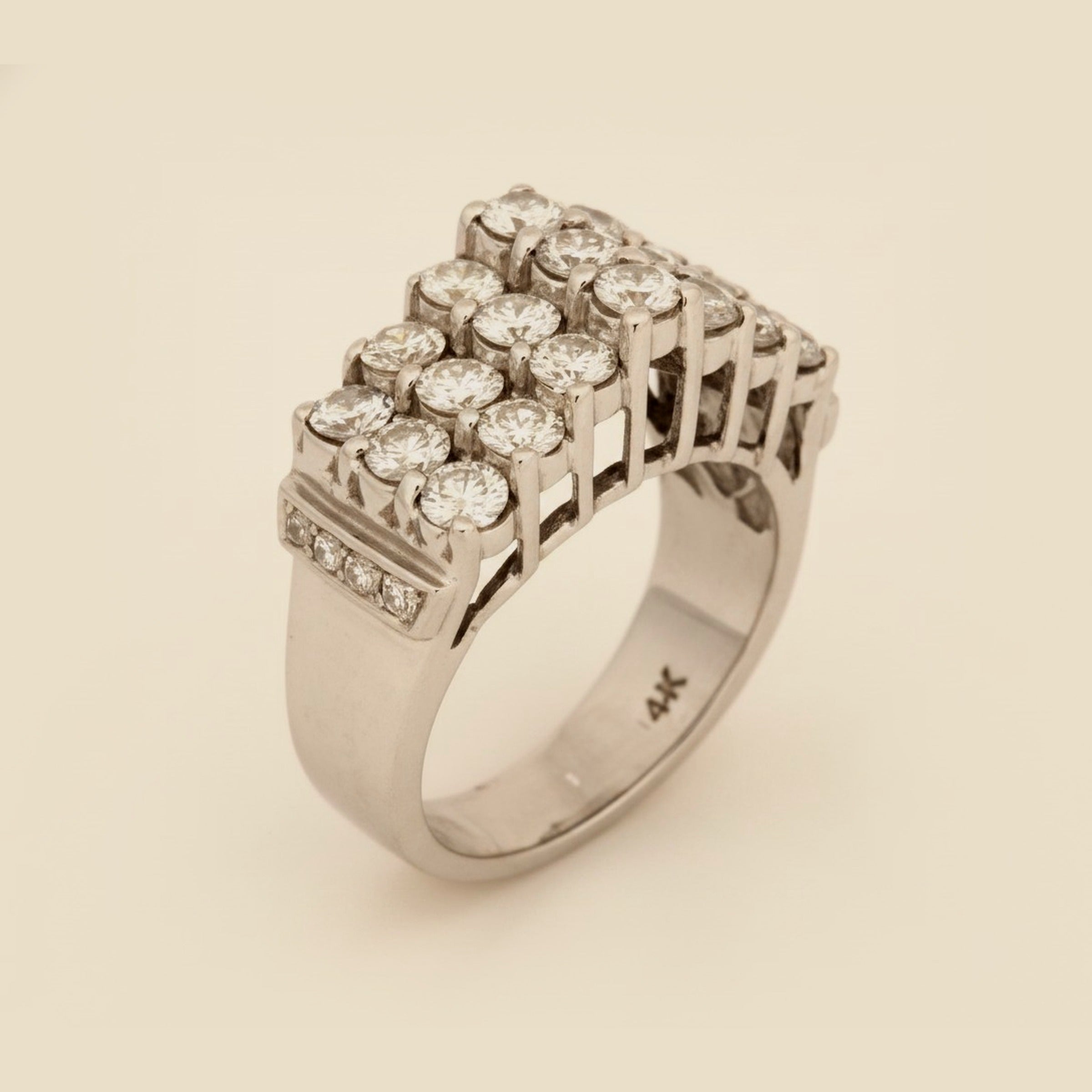 Classic White Gold Diamond Pyramid Ring – Empire Diamond