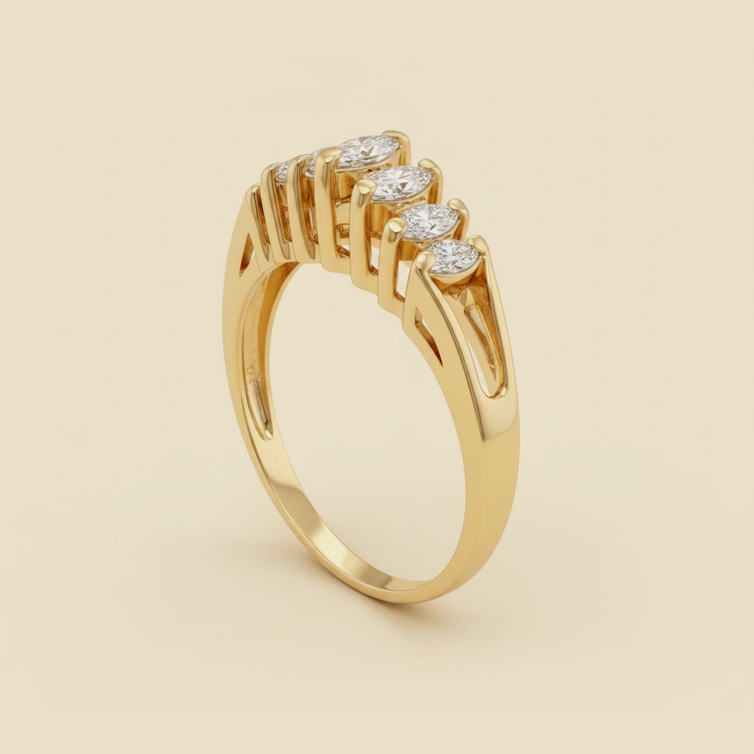 Classic Yellow Gold Diamond Pyramid Ring – Empire Diamond
