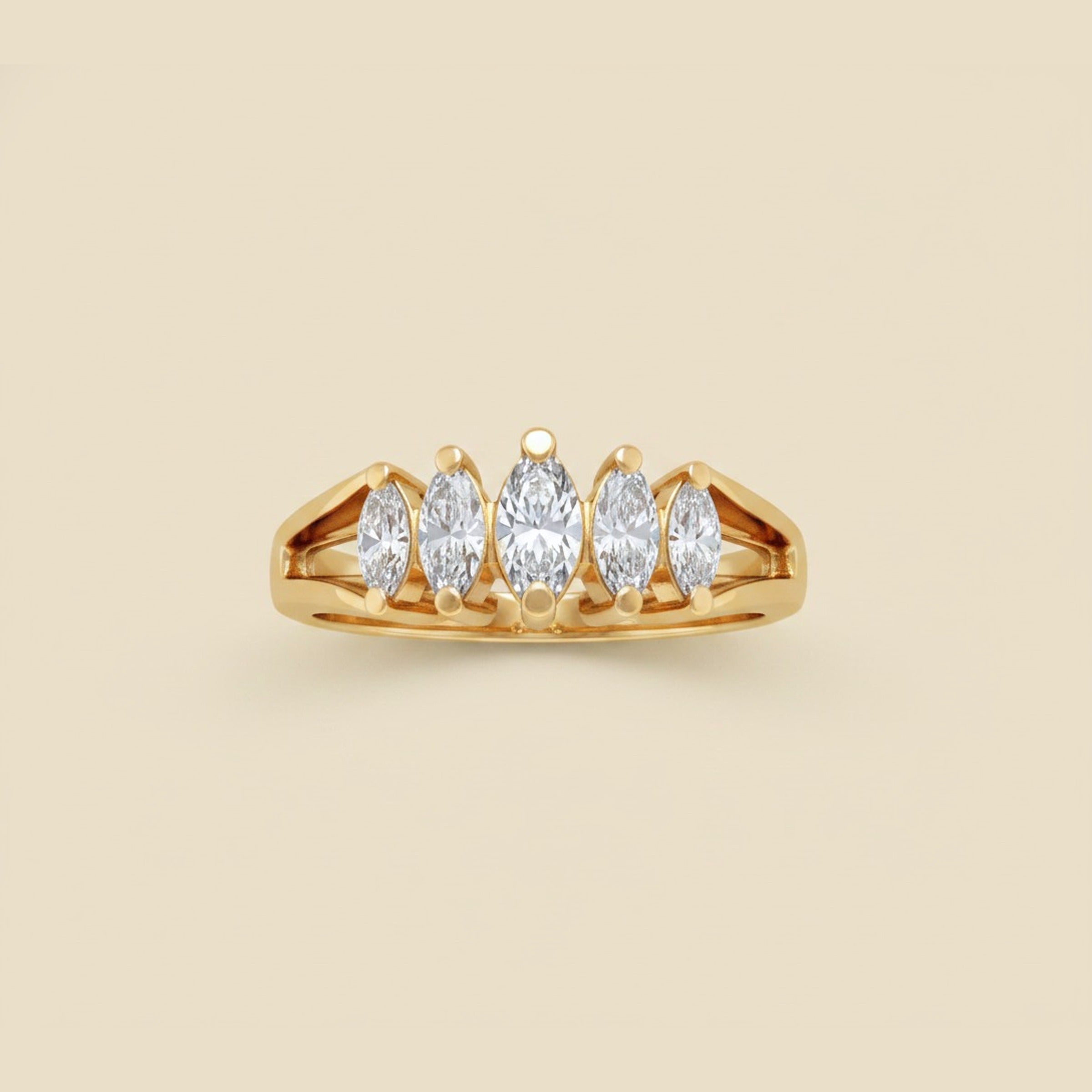Classic Yellow Gold Diamond Pyramid Ring – Empire Diamond – view 2