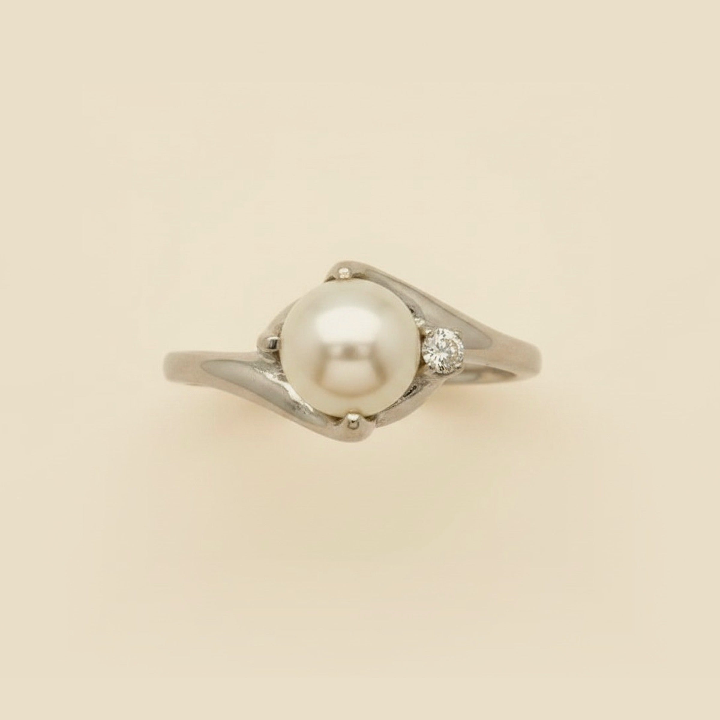 Cultured Pearl & Diamond Cocktail Ring – Empire Diamond – view 2