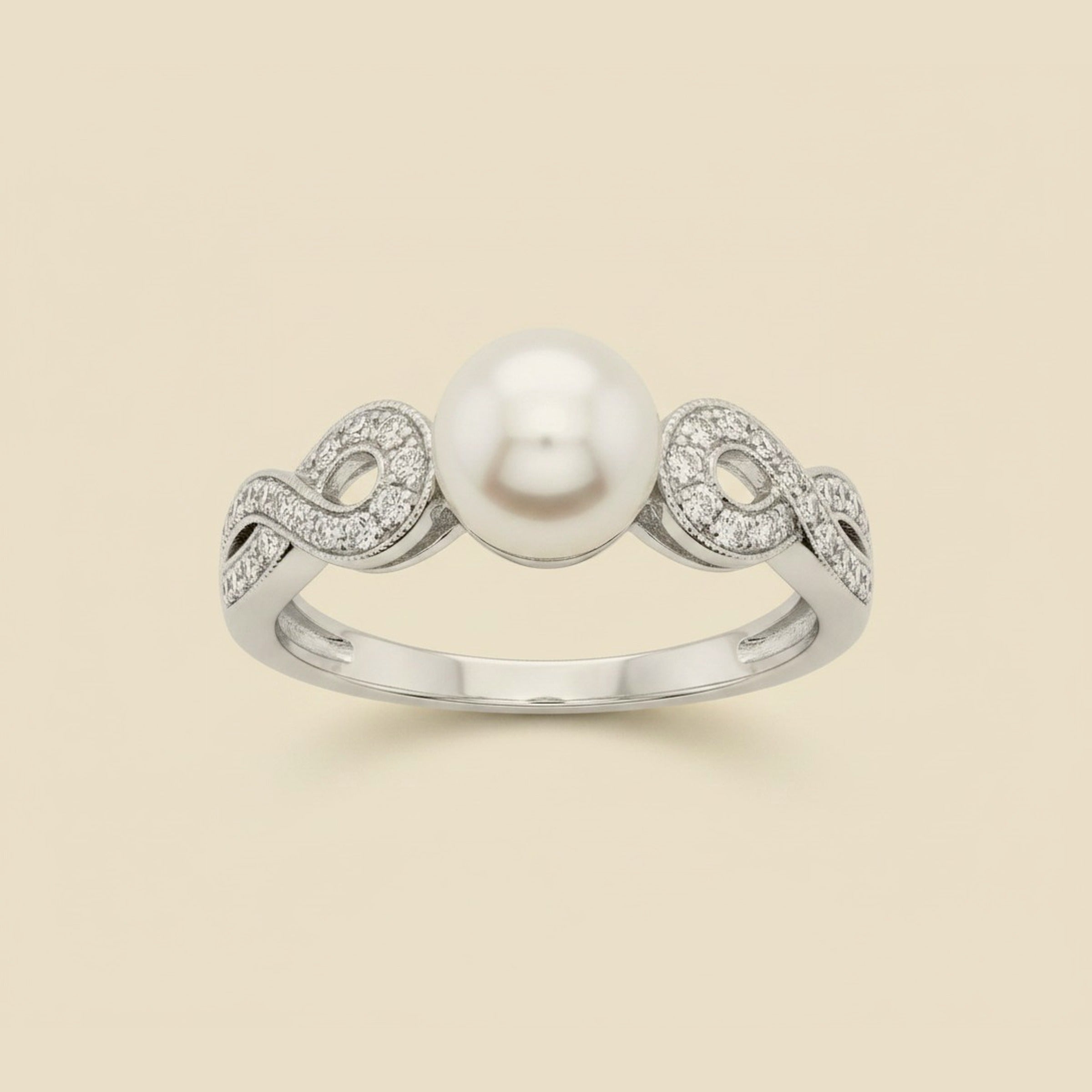 Cultured Pearl & Diamond Cocktail Ring – Empire Diamond – view 2