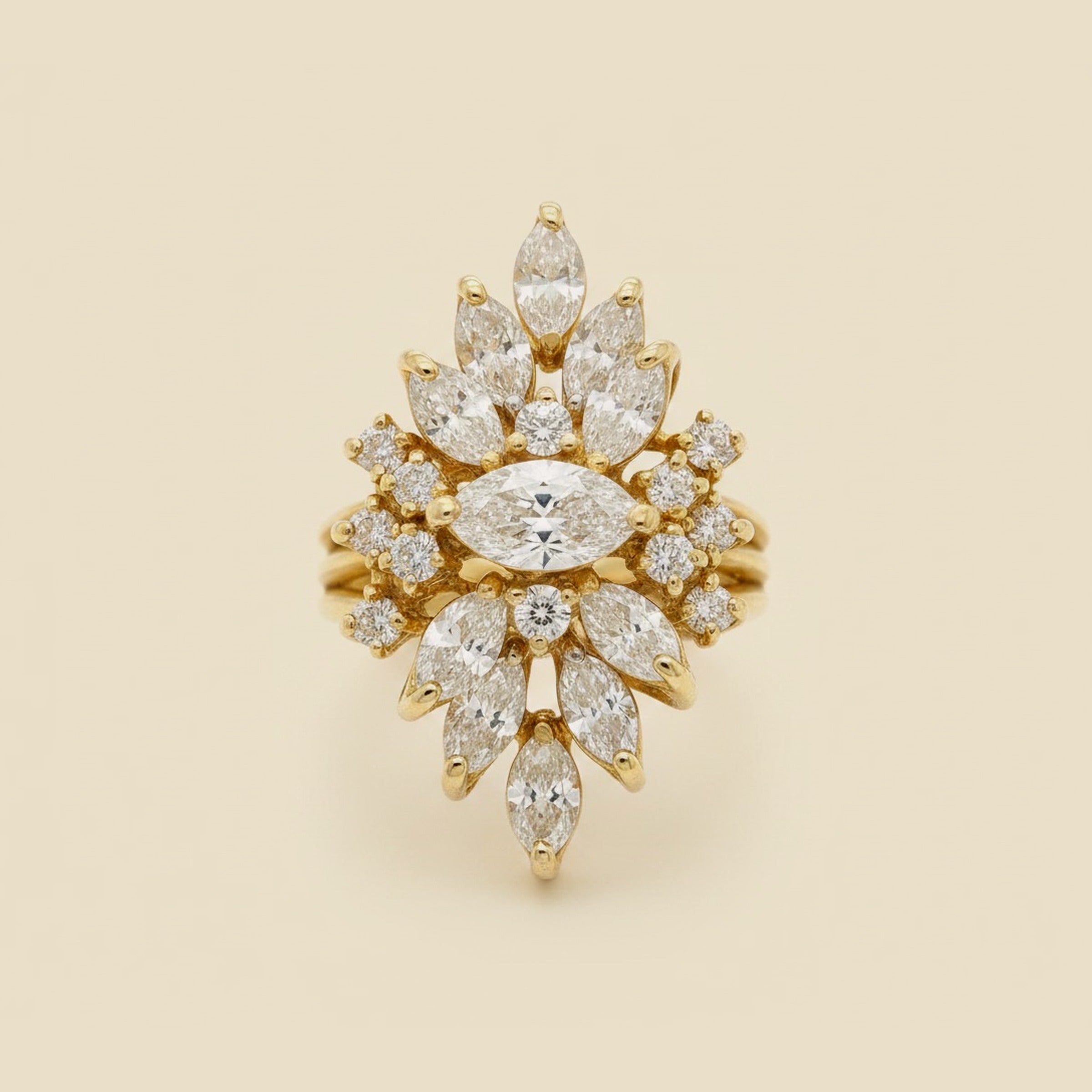 Diamond Cluster Ring with Marquise Diamond