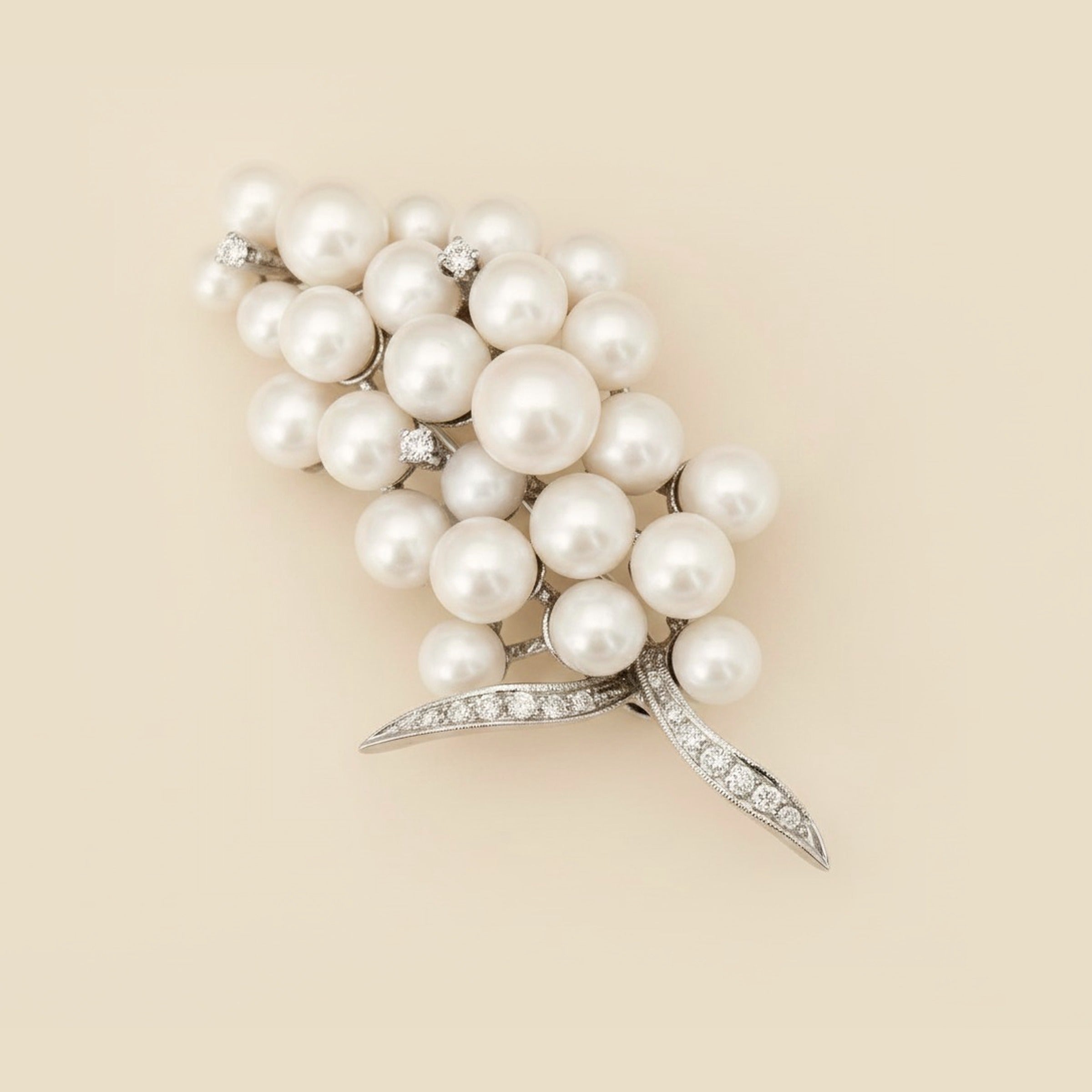 Diamond & Pearl Cluster Brooch – Empire Diamond