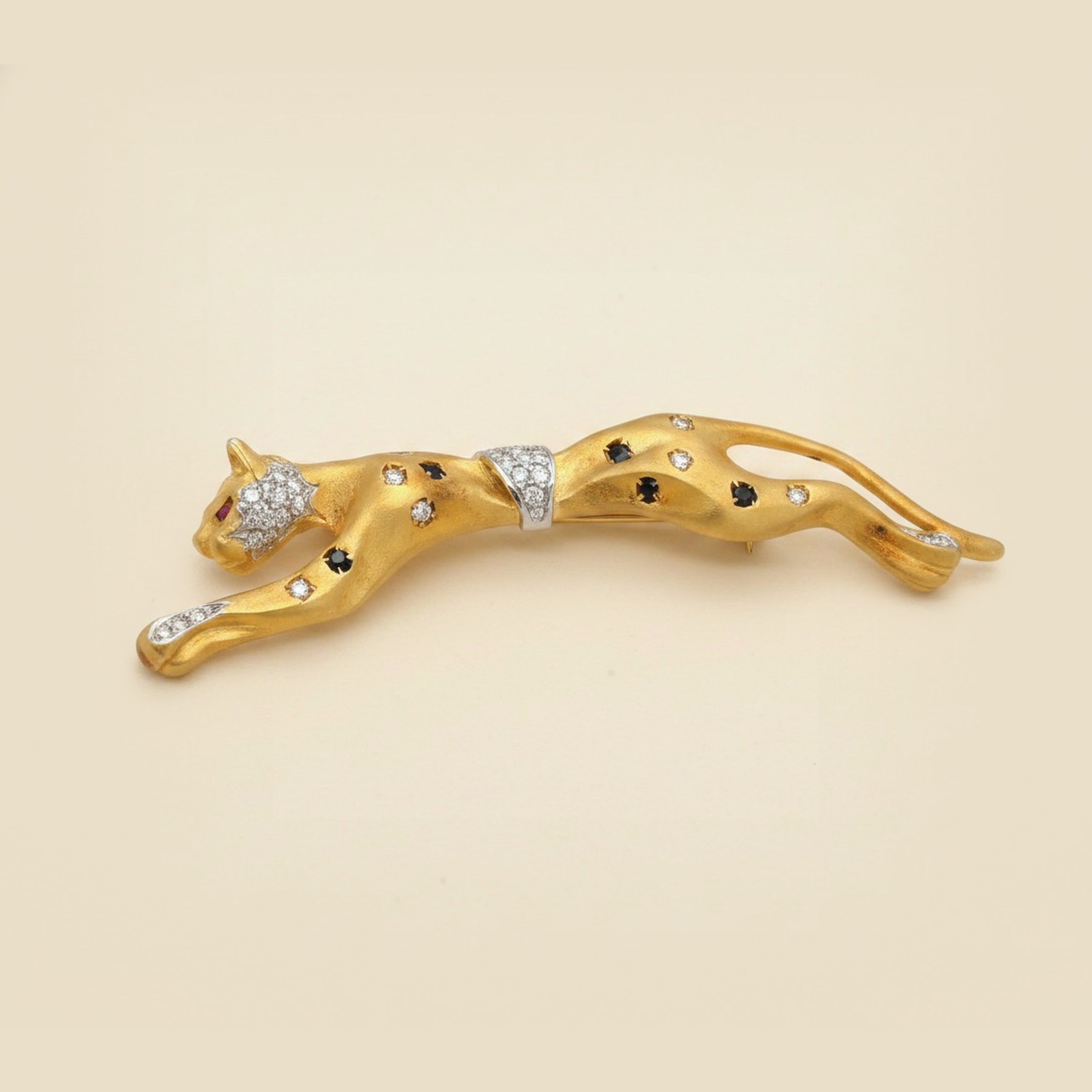 Diamond & Sapphire Panther Pin – Empire Diamond
