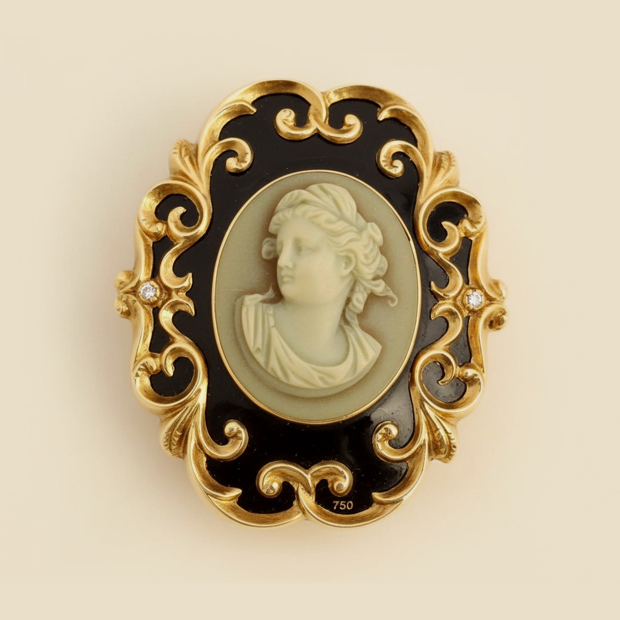 Early Victorian Onyx & Lava Stone Cameo Pin – Empire Diamond