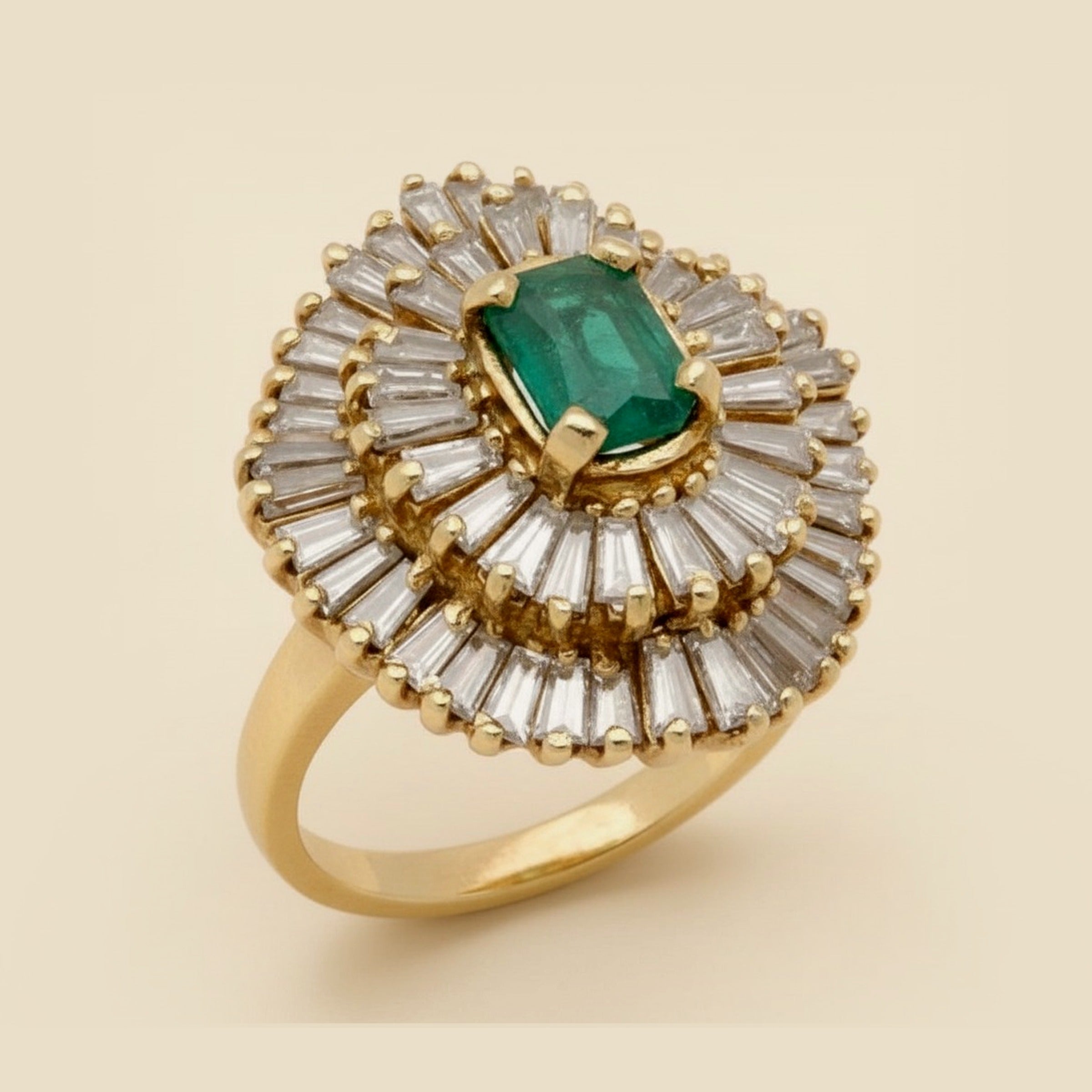 Emerald and Diamond Ballerina Ring – Empire Diamond