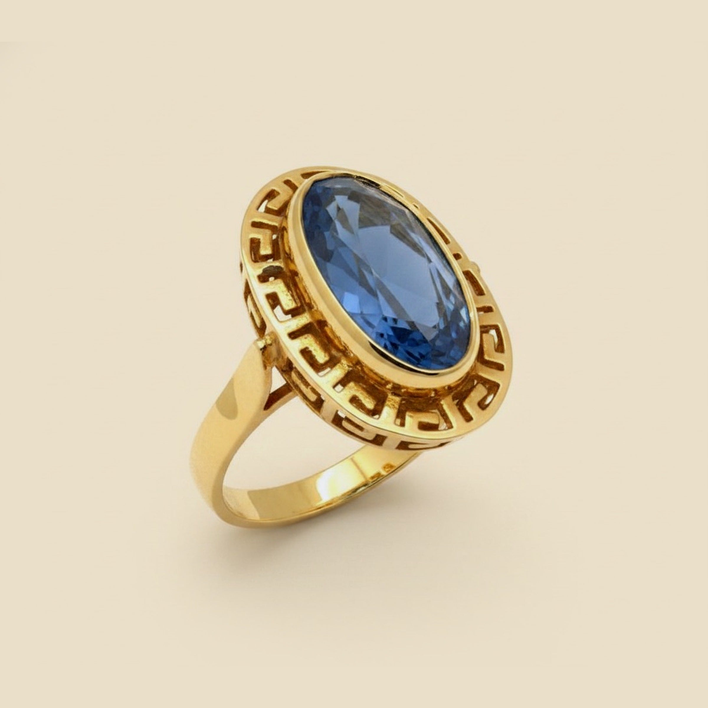 Etruscan Scroll Edging with an Oval Spinel Stone – Empire Diamond