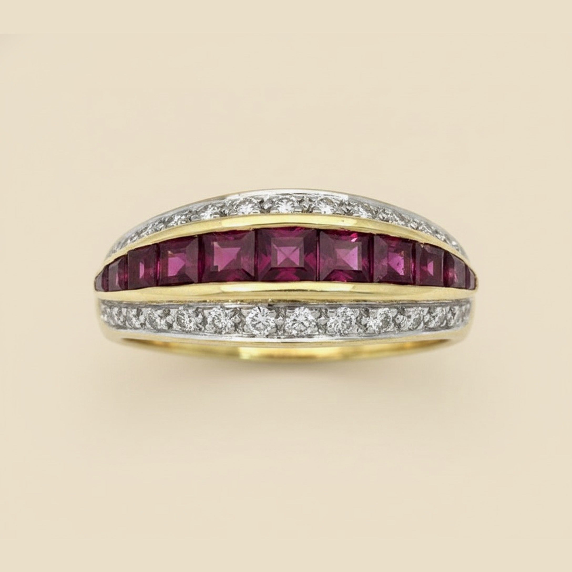 European Yellow Gold Ruby and Diamond Ring – Empire Diamond – view 2