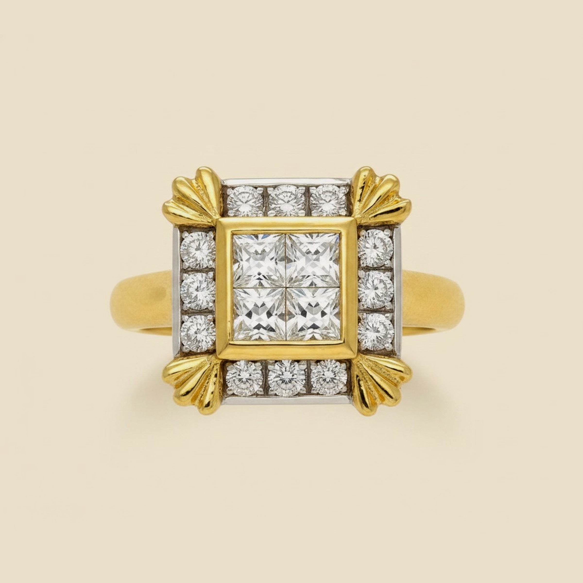 Fortunoff Yellow/White Gold Diamond Cocktail Ring – Empire Diamond – view 2