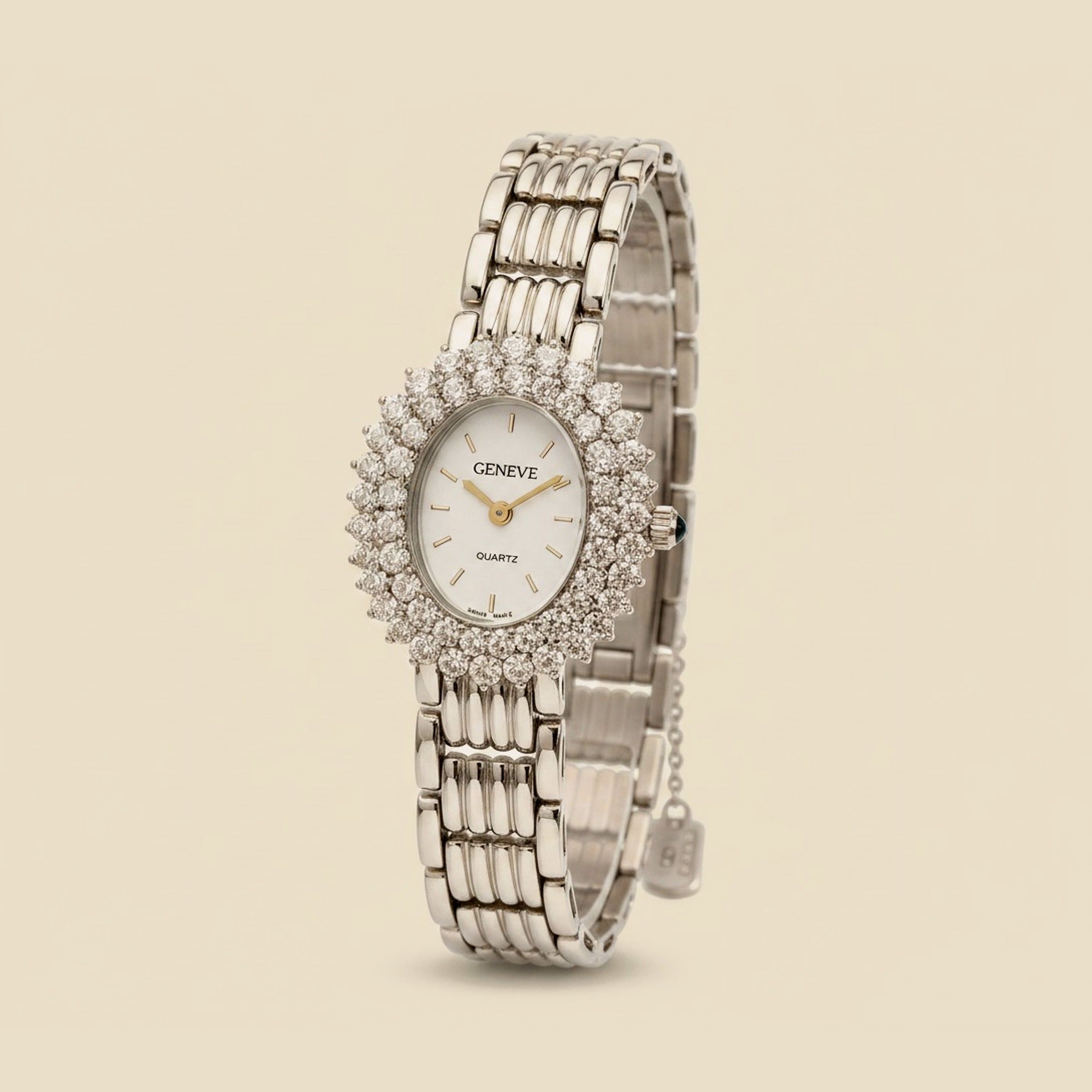 "Geneve" Quartz Diamond Bezel Lady's Wrist Watch – Empire Diamond