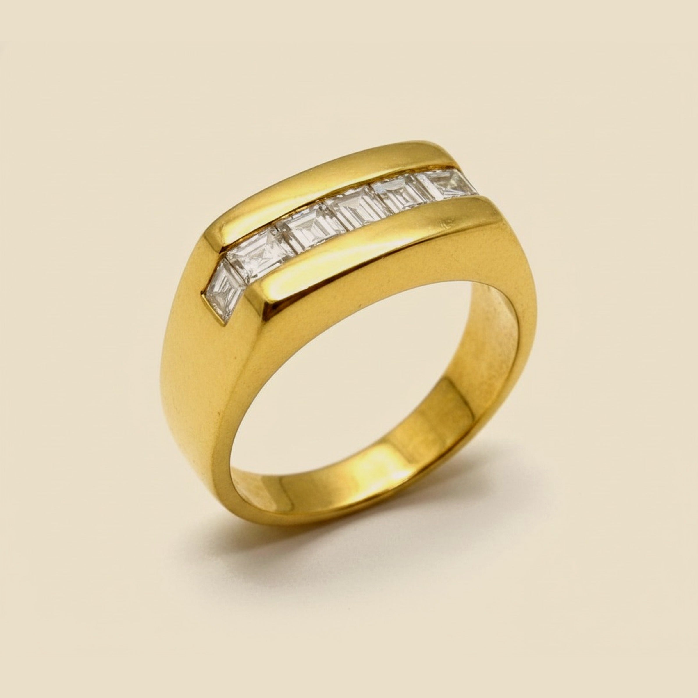 Gent's 18K Yellow Gold Channel Set Diamond Ring