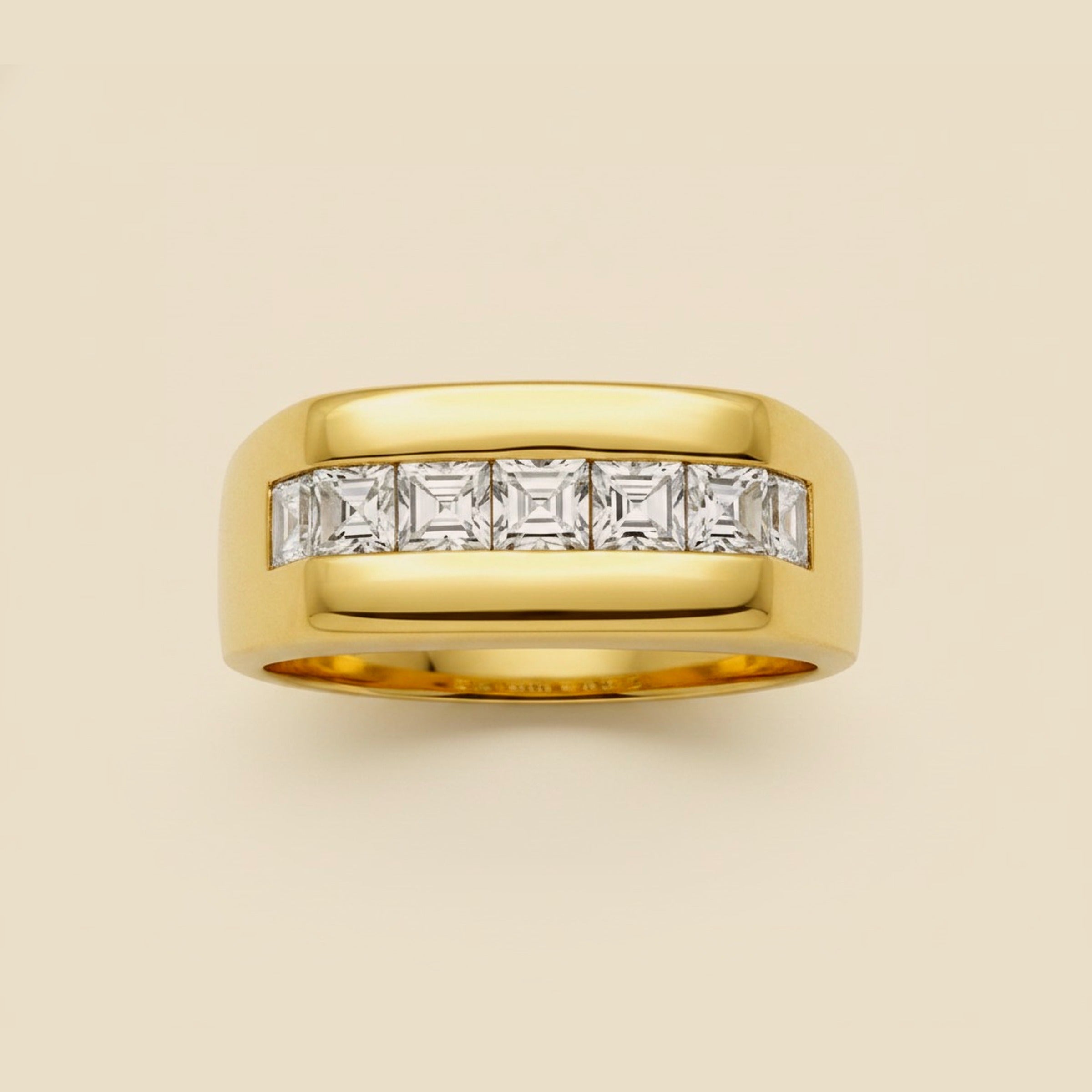 Gent's 18K Yellow Gold Channel Set Diamond Ring